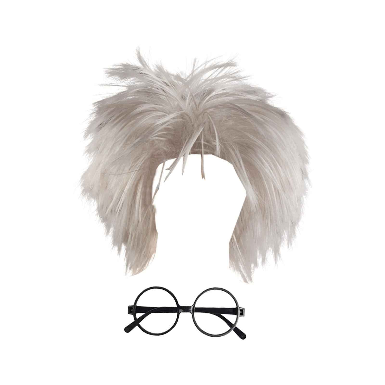 Old Man Wig Dressing up Old Teacher Wig Role Play Physicist Wig Adults Men Wig and Glasses