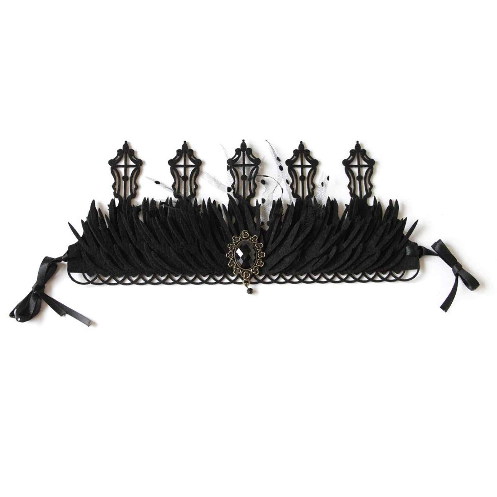 Black Crown Hair Band Hair Accessories Felt Makeup Ball Baroque Gothic Crown