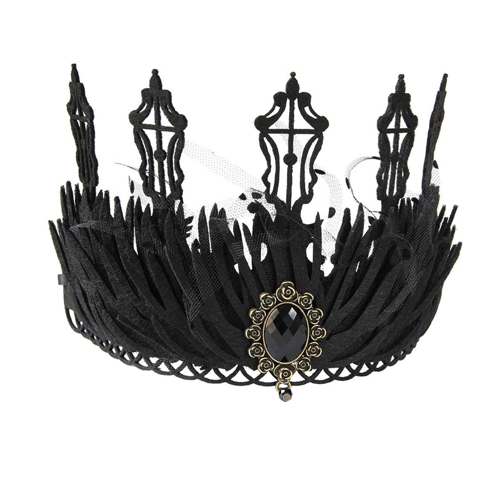 Black Crown Hair Band Hair Accessories Felt Makeup Ball Baroque Gothic Crown