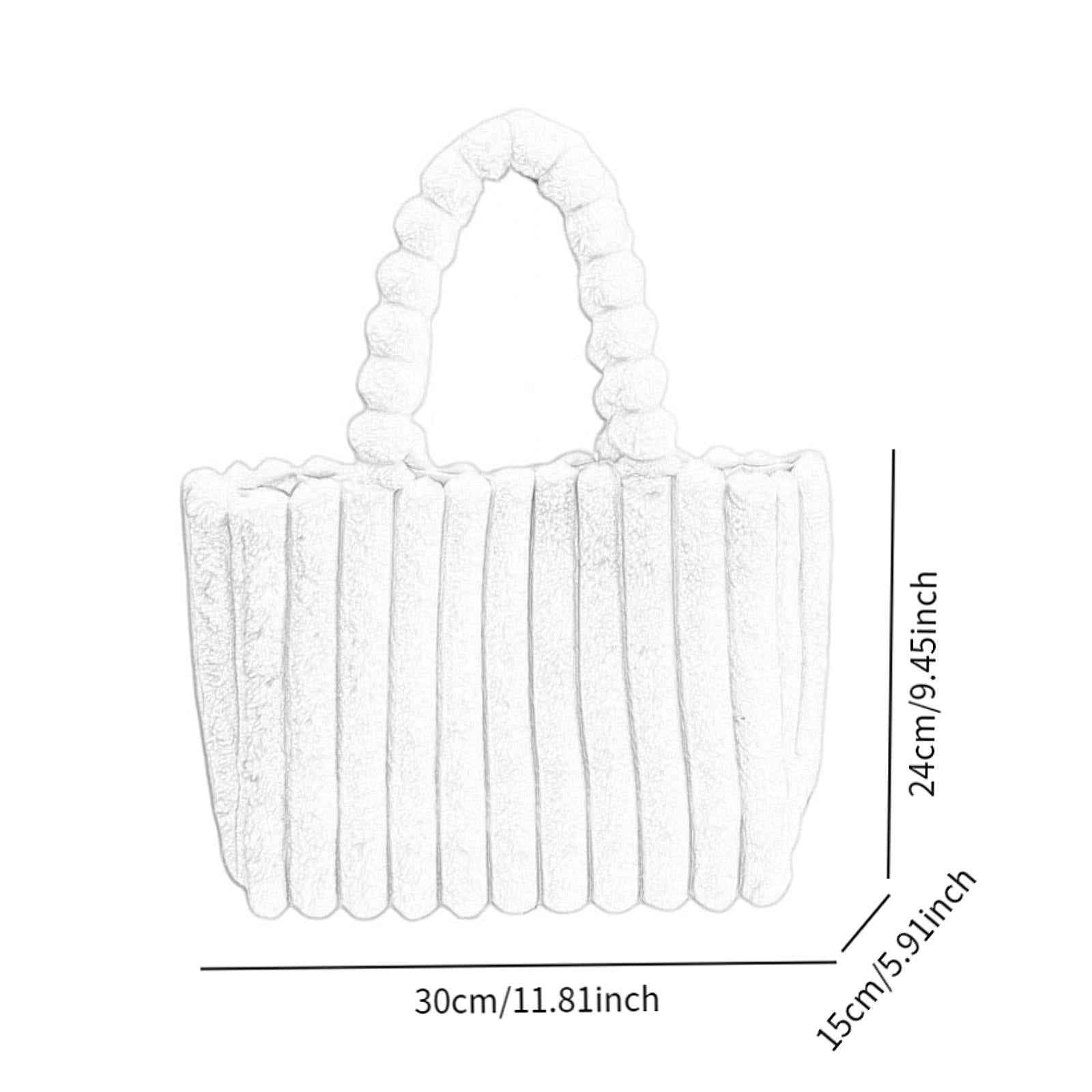Women Tote Bag Plush Casual Pouch Winter Handbag for Dating Street Commuting Black