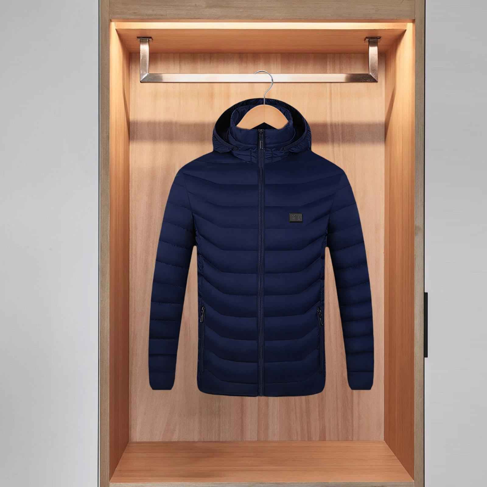 Men Heated Jacket Clothes Soft Heated Coat for Fishing Outdoor Sports Hiking Blue XL