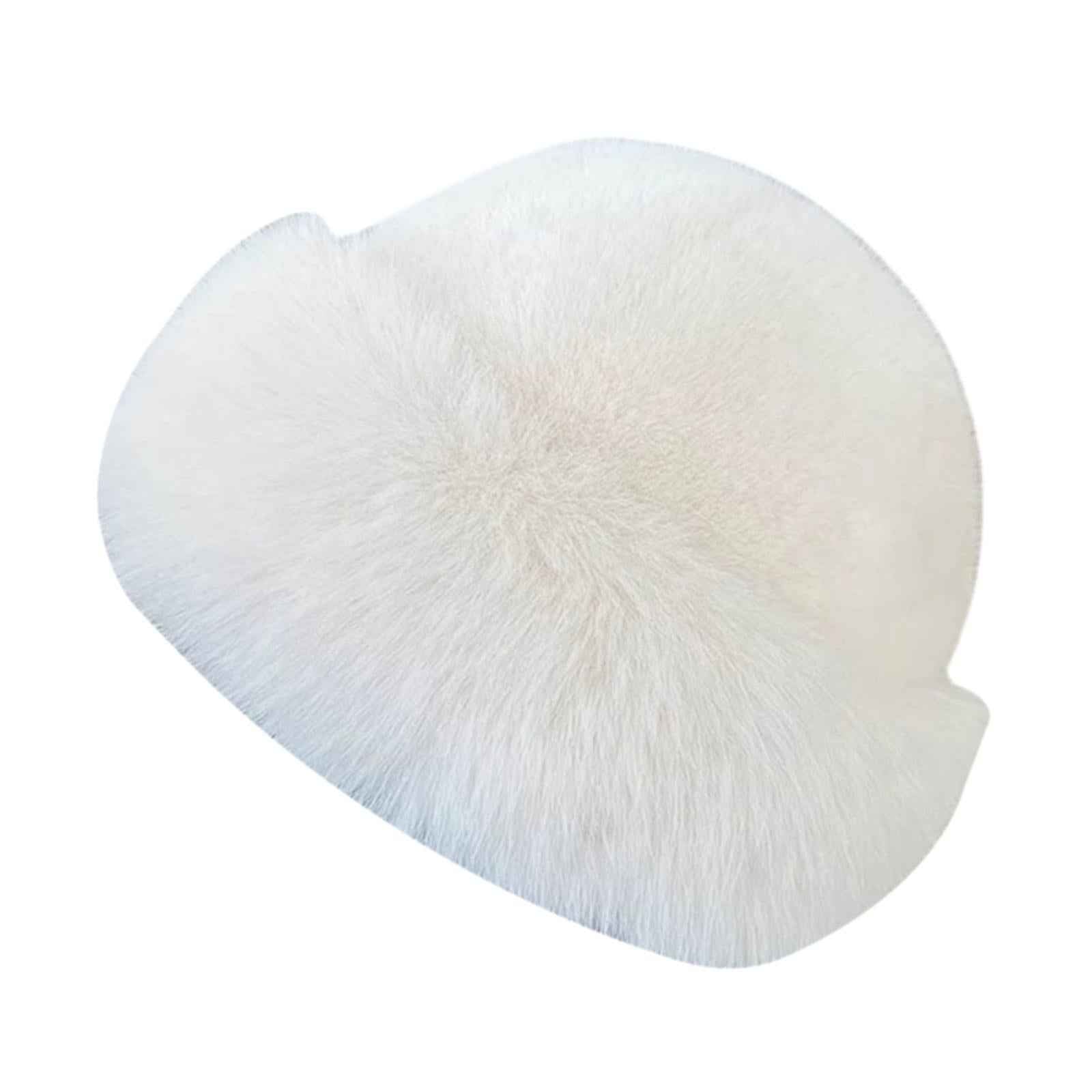 Winter Faux Fur Hat for Women Warm Cossack Russian Hat for Ski Walking White