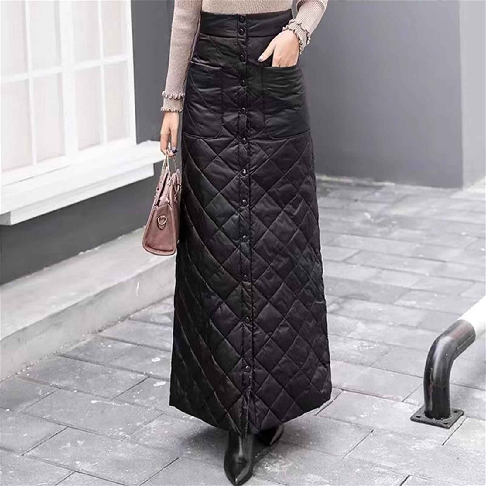 Women Down Skirt Soft Windproof High Waist for Dating Commuting Themed Party L