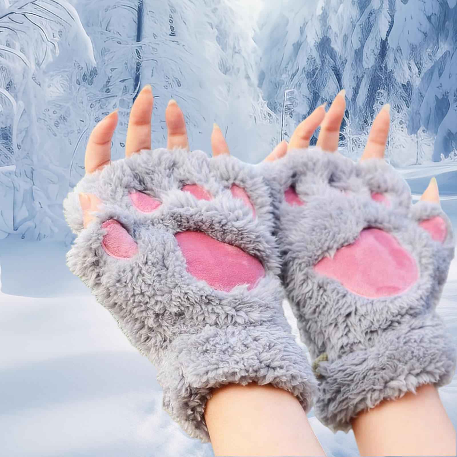 Fingerless Gloves Props Cat Claw Gloves for Party Carnival Stage Performance Gray