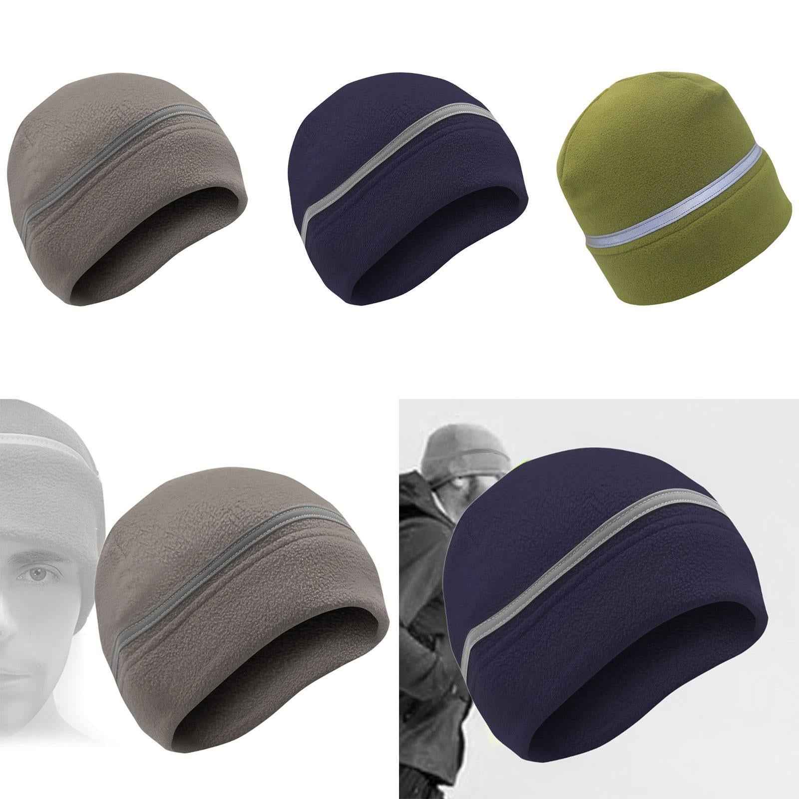 Winter Beanie Lightweight Thick Reflective Fleece Hat for Running Biking Ski Grey