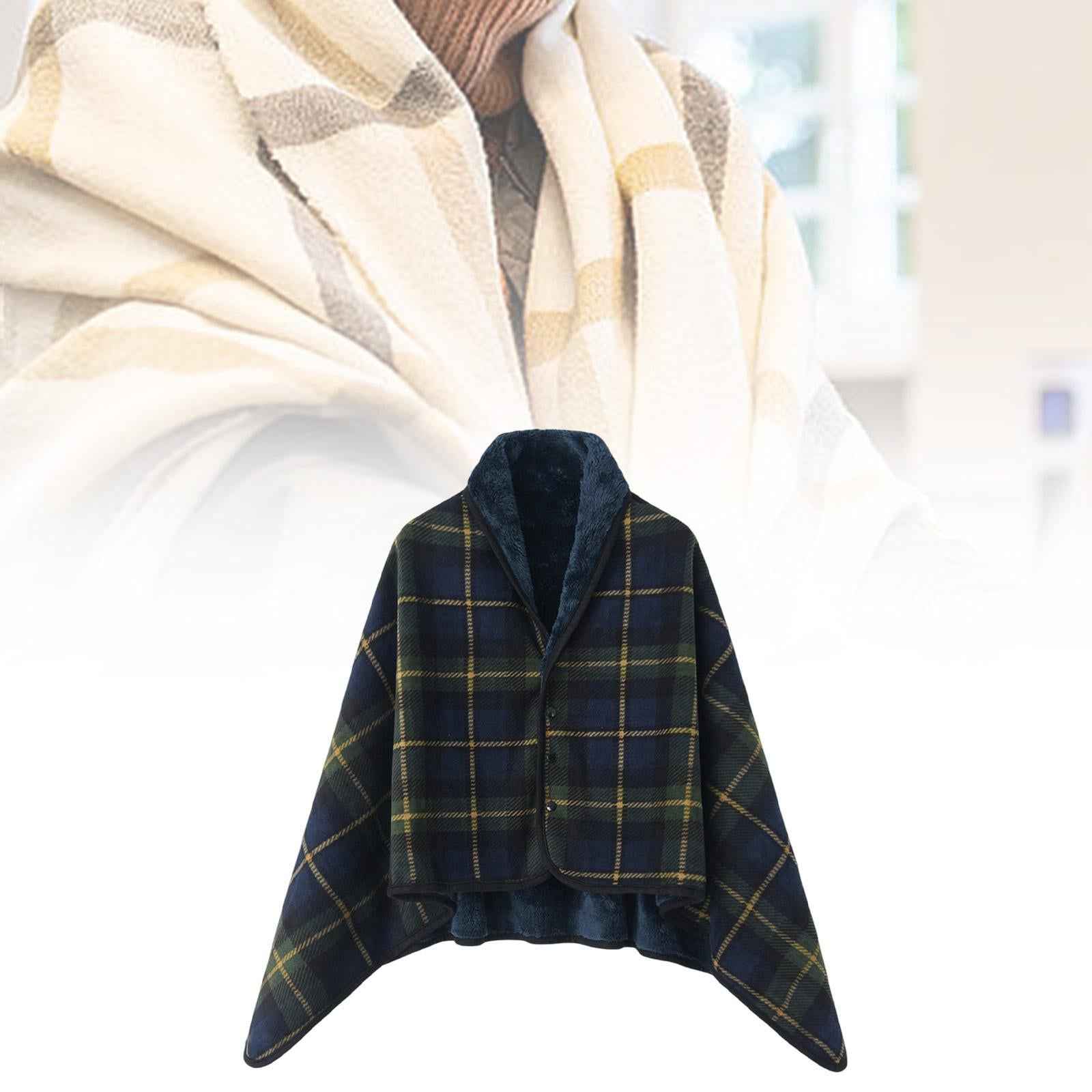 Poncho Blanket Cozy for Women Wearable Blanket for Home Bed Gift for Grandma Blue 80x130cm