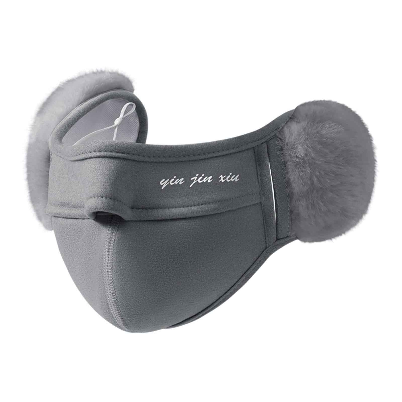 Winter Half Face Mask Nose Warmer Thick Ear Muff for Hiking Skiing Men Women Light Gray