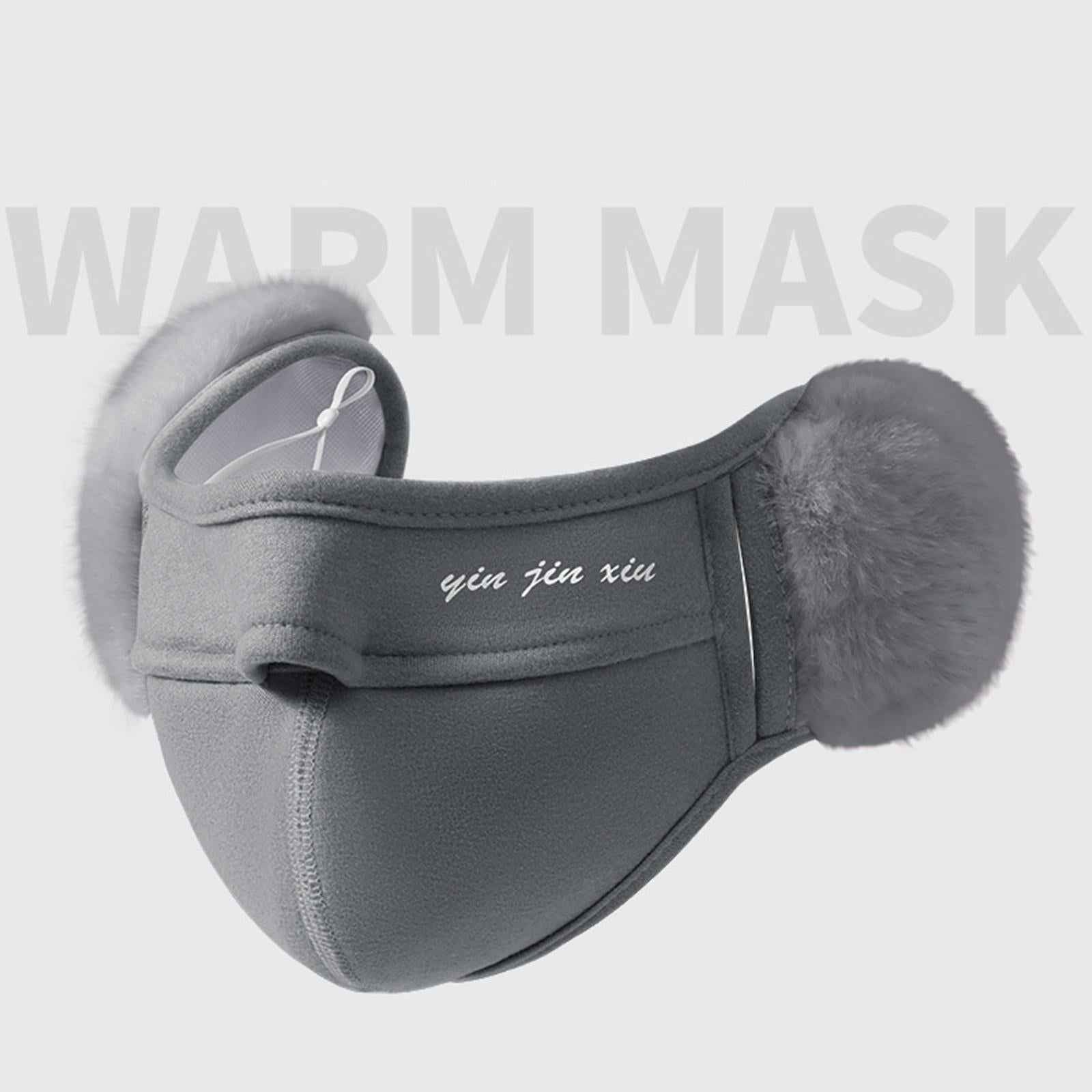 Winter Half Face Mask Nose Warmer Thick Ear Muff for Hiking Skiing Men Women Light Gray
