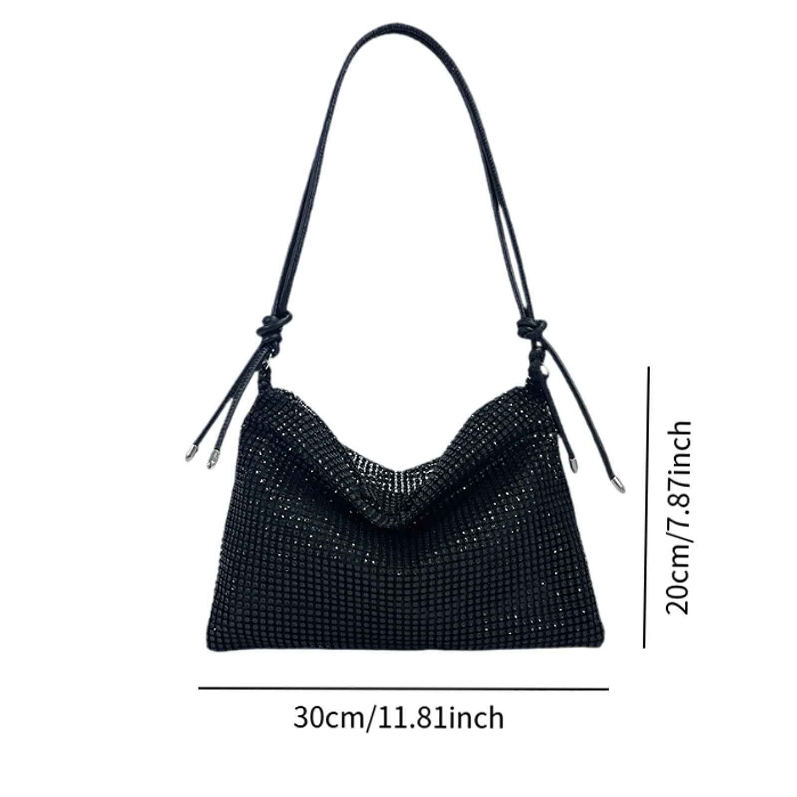 Rhinestone Purse for Women Commute Bag Handbag Vacation Stylish Shoulder Bag Black