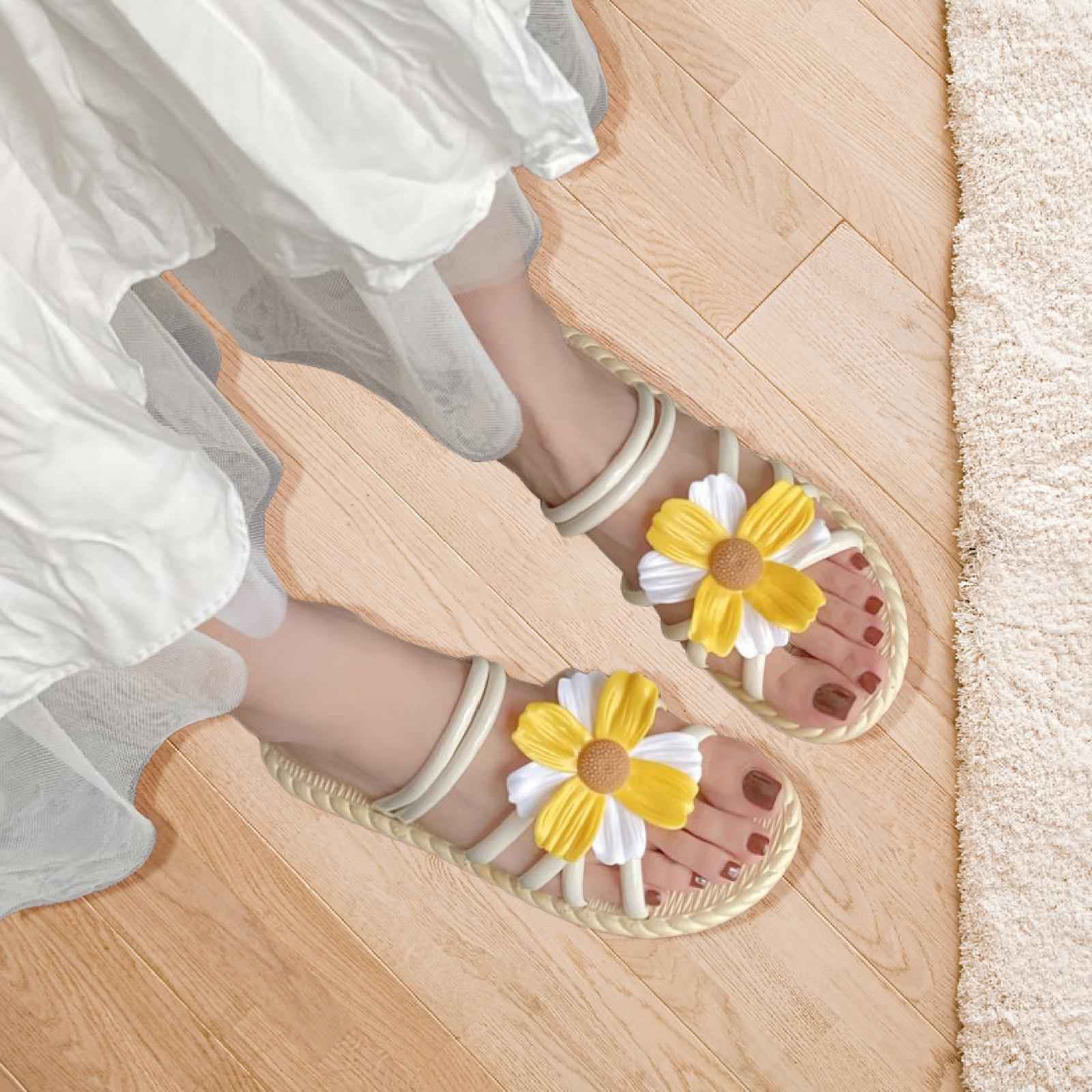 Women Chrysanthemum Slippers Sandals Beach Slides for Party Wedding Shopping 38 to 39