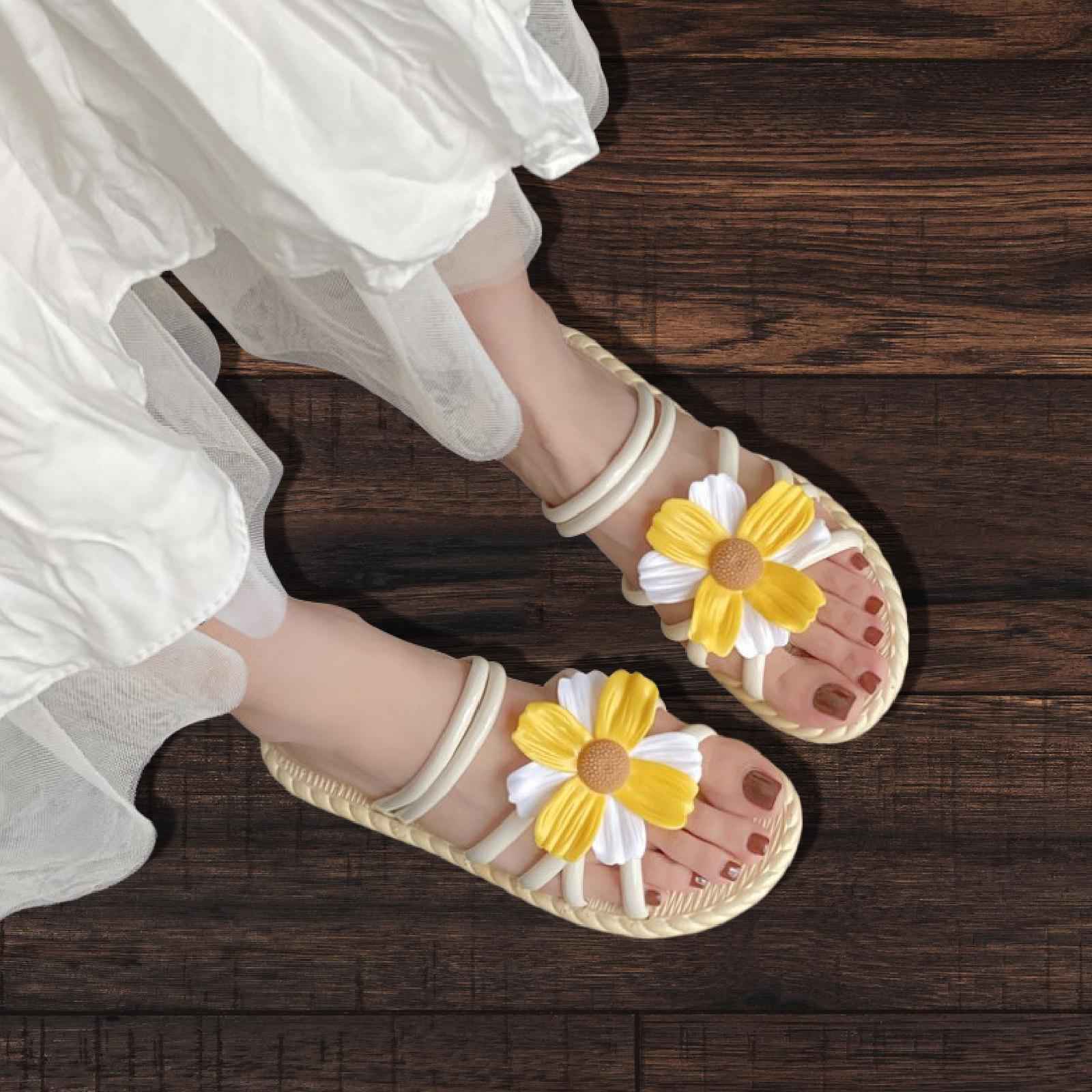 Women Chrysanthemum Slippers Sandals Beach Slides for Party Wedding Shopping 38 to 39