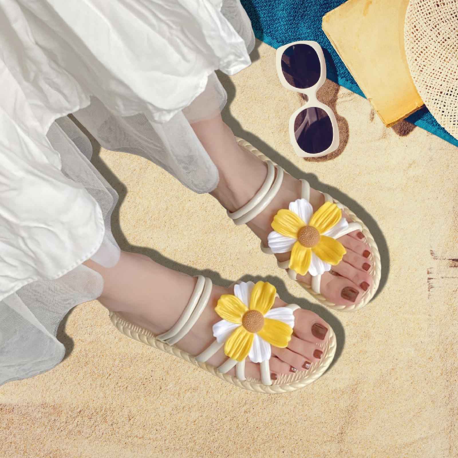 Women Chrysanthemum Slippers Sandals Beach Slides for Party Wedding Shopping 38 to 39