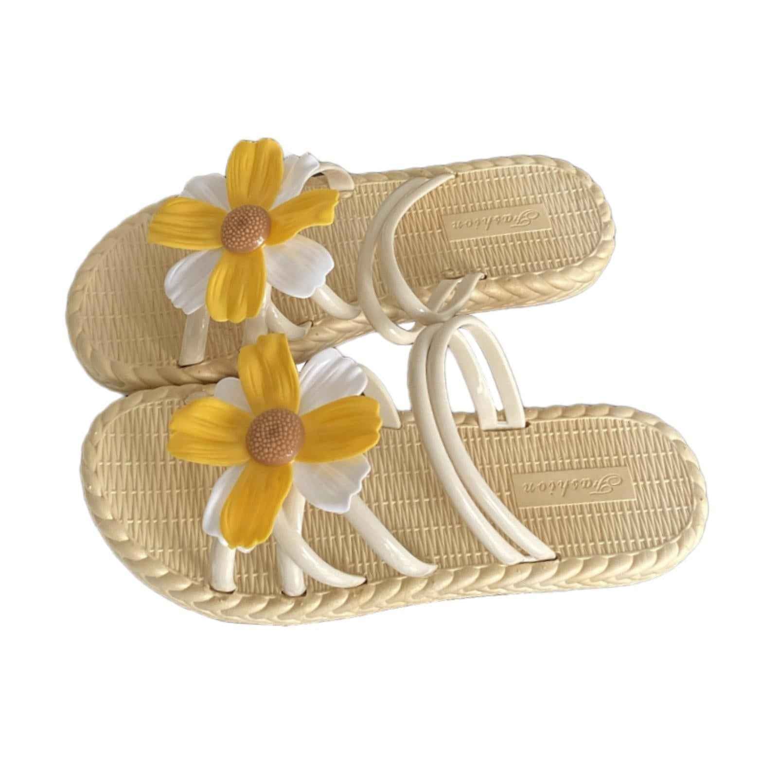 Women Chrysanthemum Slippers Sandals Beach Slides for Party Wedding Shopping 38 to 39