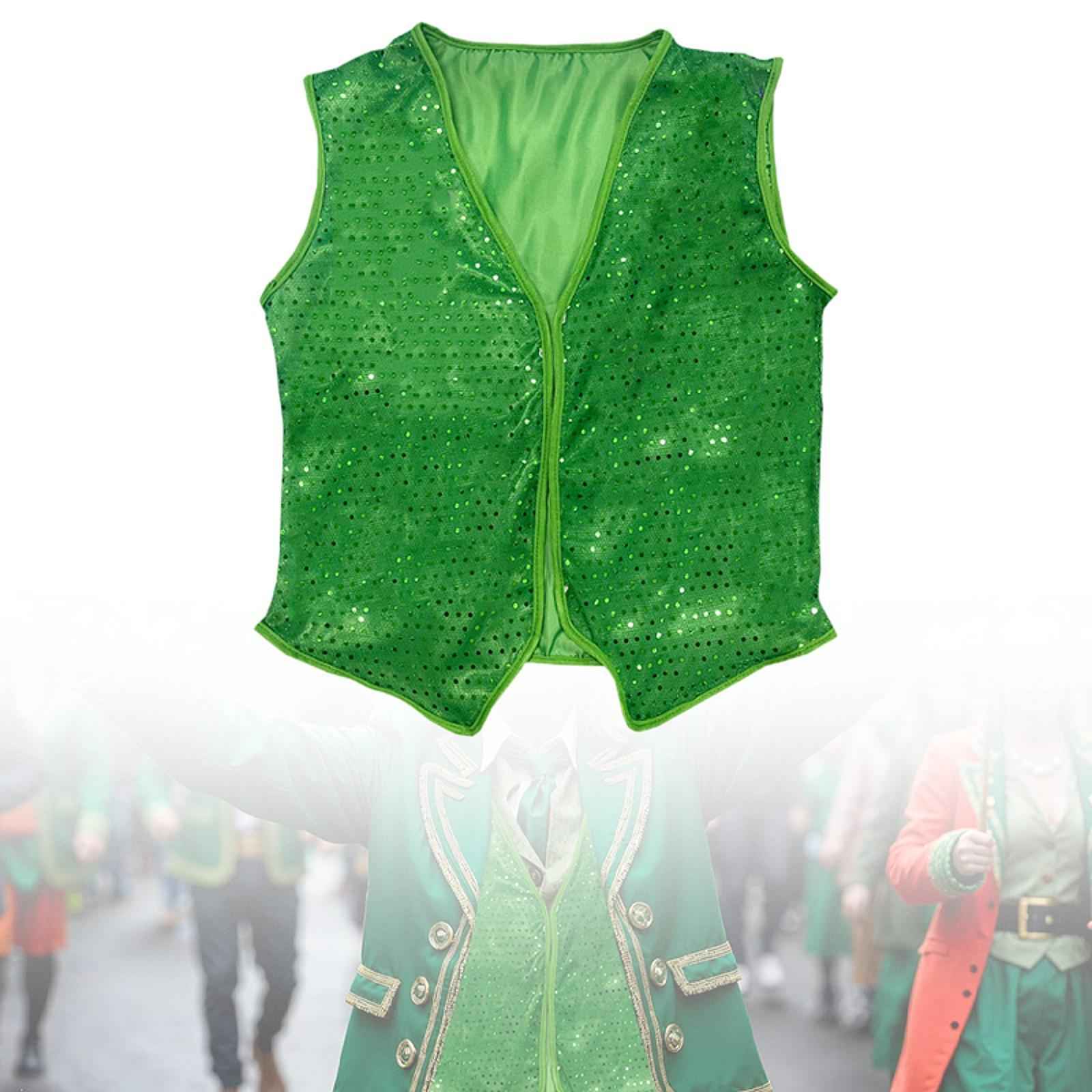 ST Patricks Day Vest Shiny Sequin Vest for Performance Dressing up Birthdays