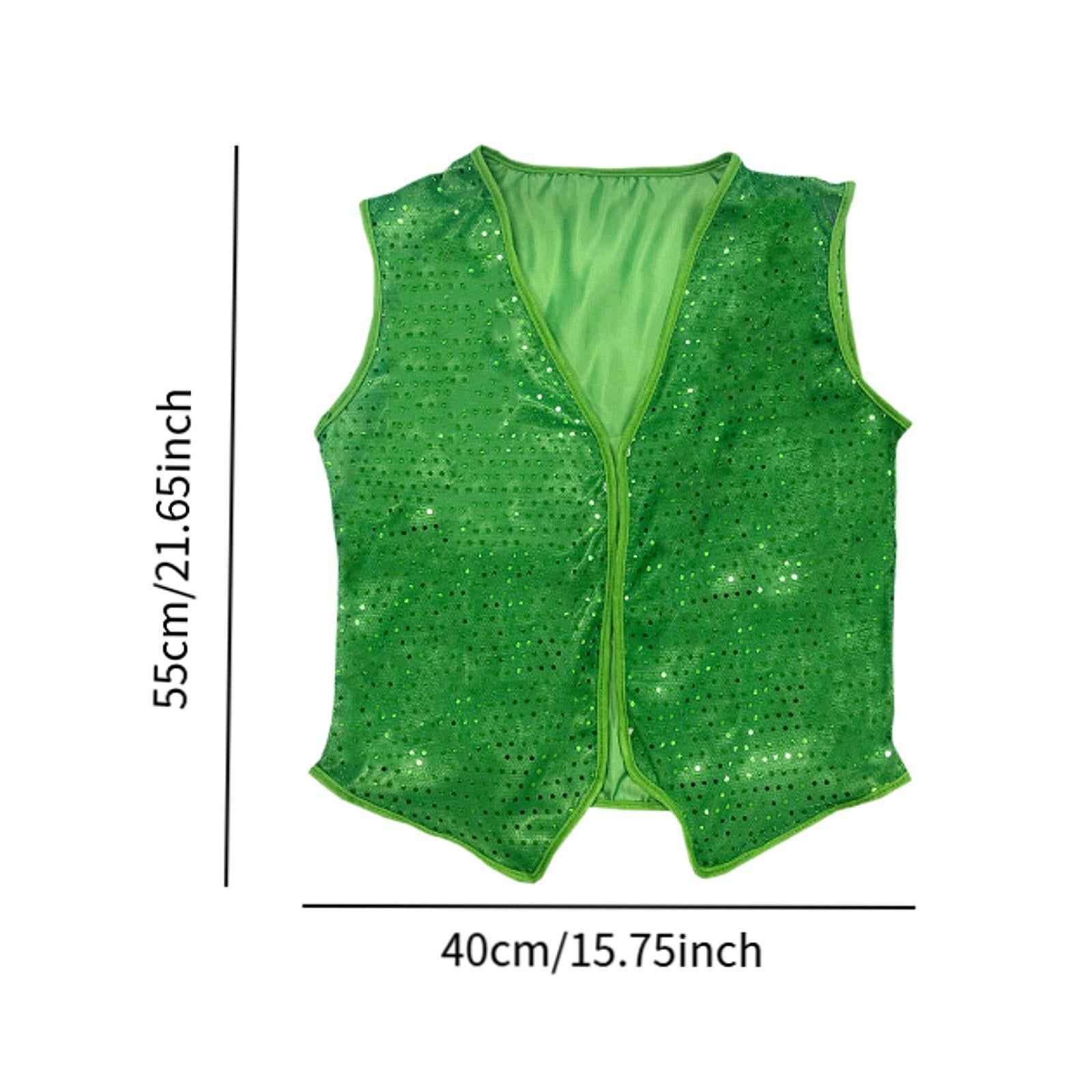ST Patricks Day Vest Shiny Sequin Vest for Performance Dressing up Birthdays