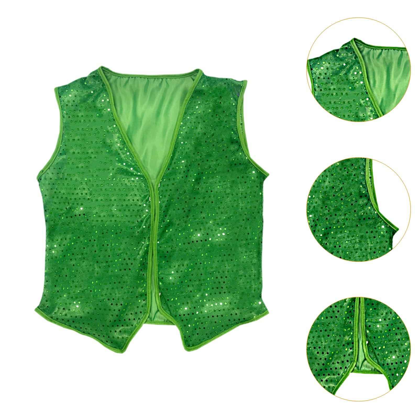ST Patricks Day Vest Shiny Sequin Vest for Performance Dressing up Birthdays