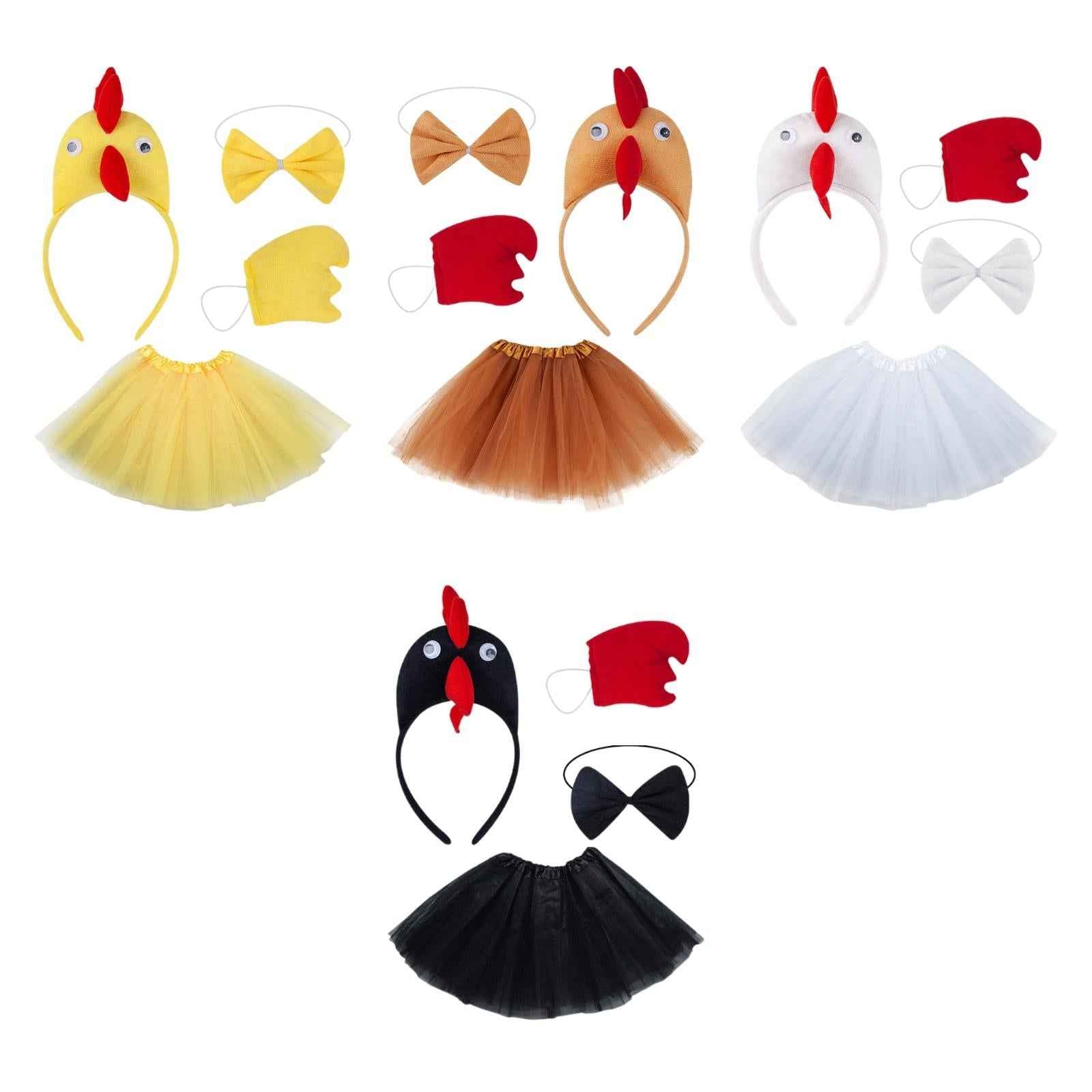 Chicken Costume Set Cartoon for Kids Girls Fancy Dress Cute Chicken Headband Yellow