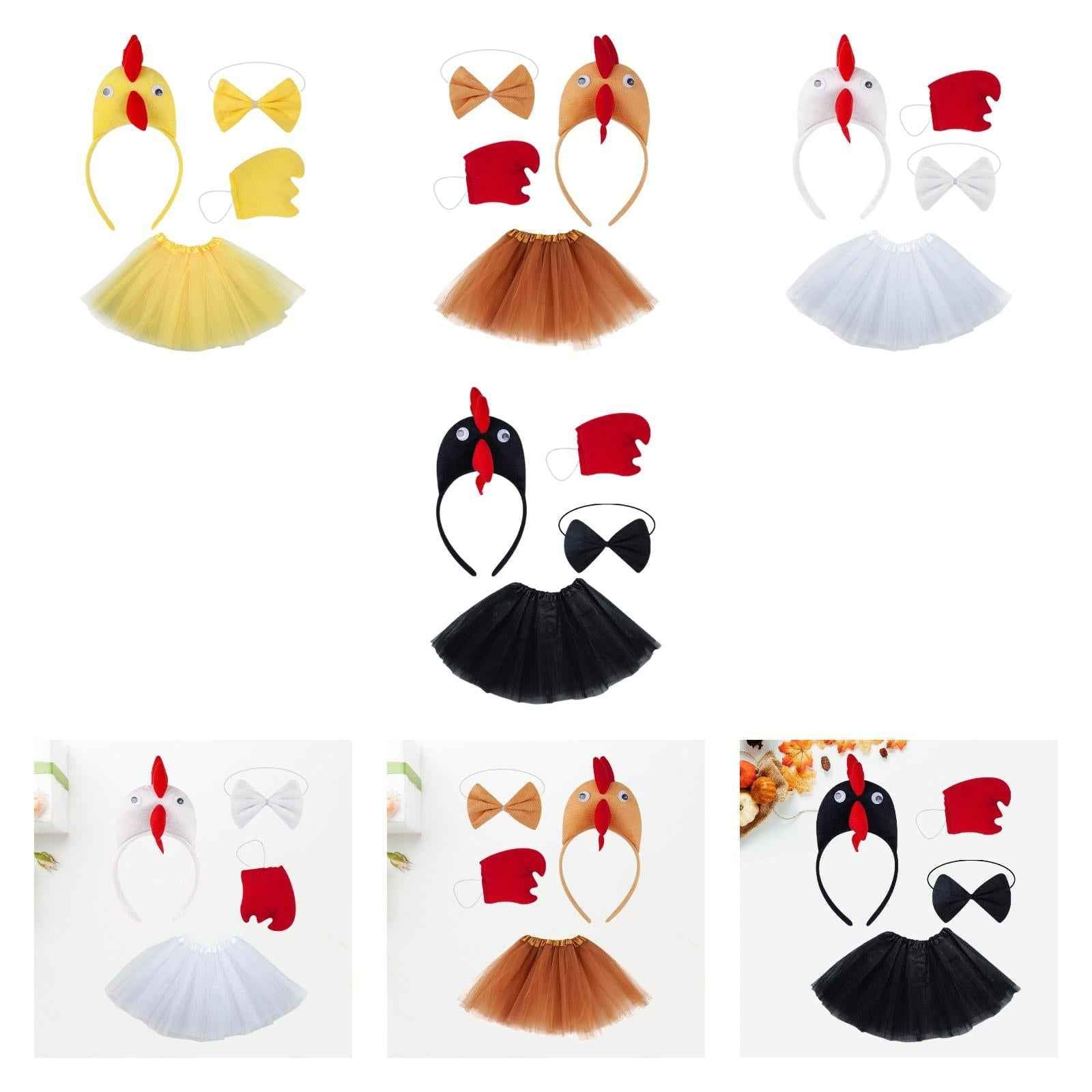 Chicken Costume Set Cartoon for Kids Girls Fancy Dress Cute Chicken Headband Yellow