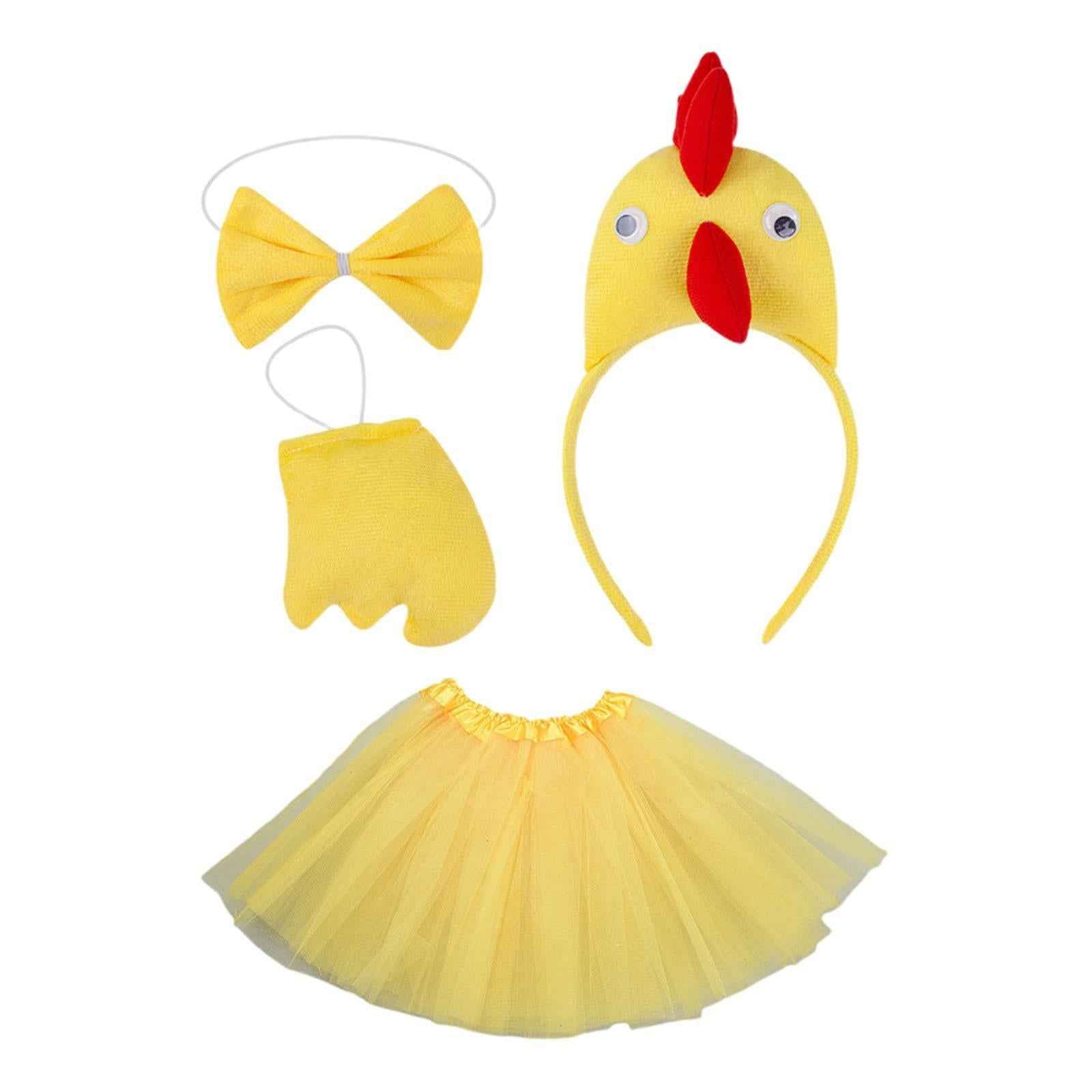 Chicken Costume Set Cartoon for Kids Girls Fancy Dress Cute Chicken Headband Yellow