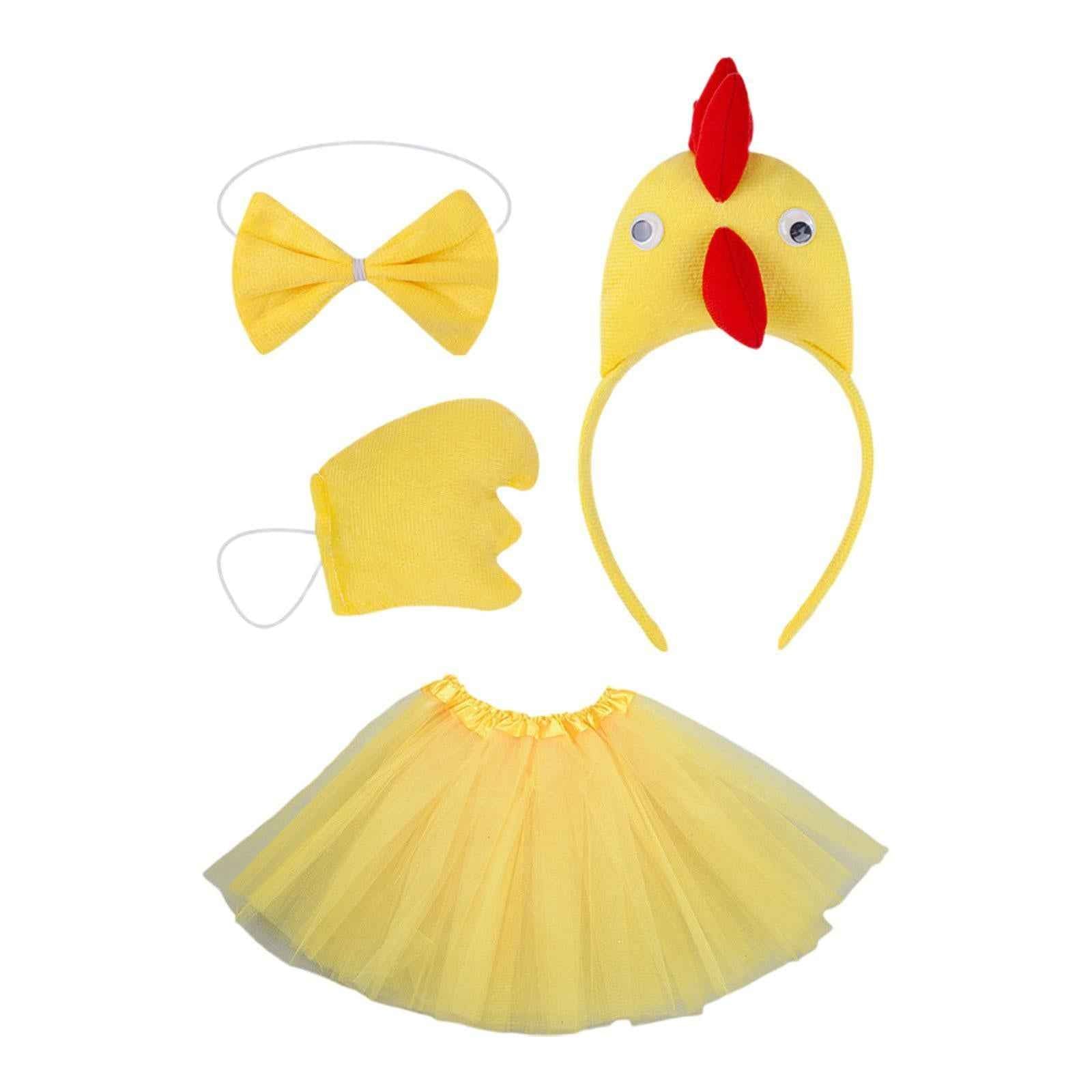 Chicken Costume Set Cartoon for Kids Girls Fancy Dress Cute Chicken Headband Yellow
