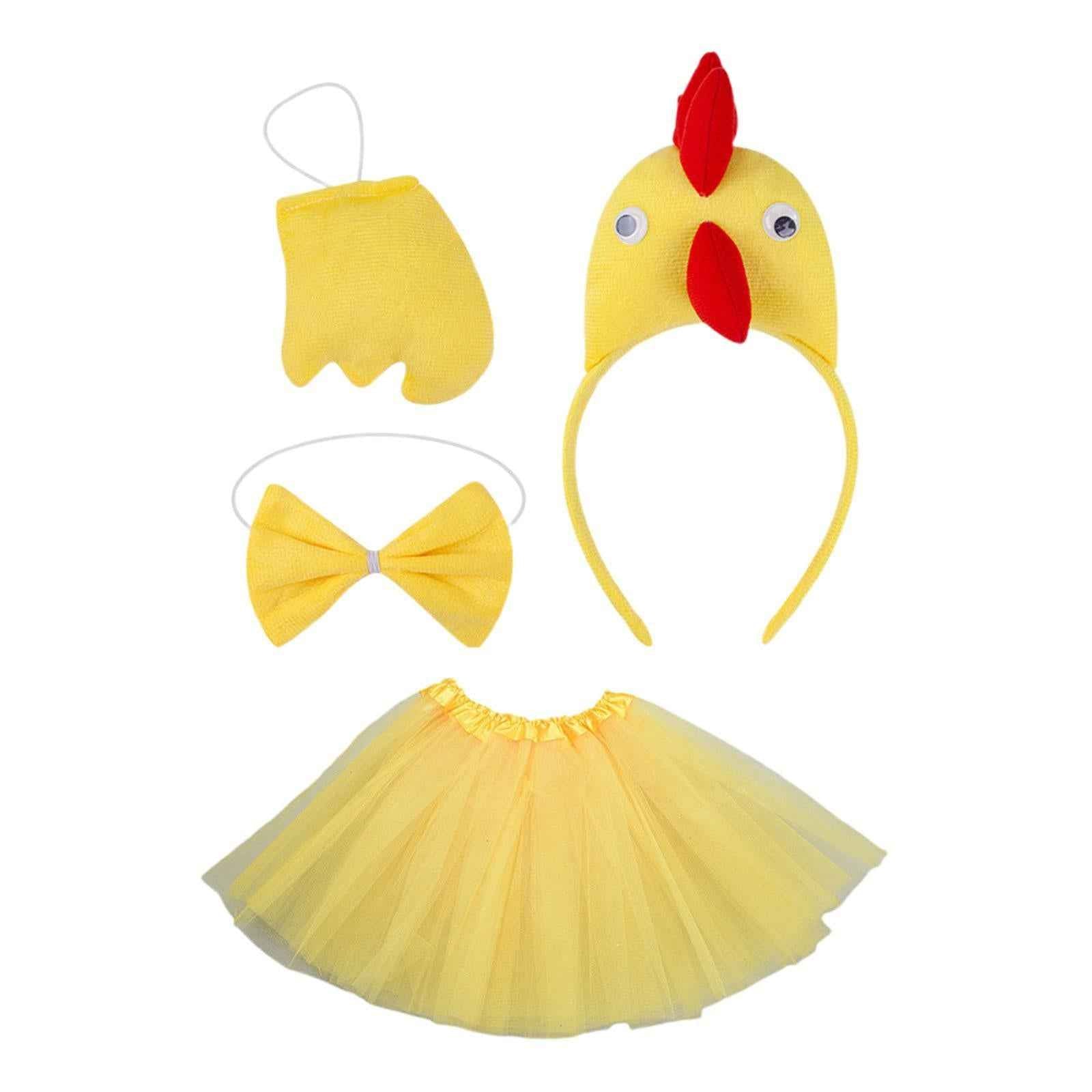 Chicken Costume Set Cartoon for Kids Girls Fancy Dress Cute Chicken Headband Yellow