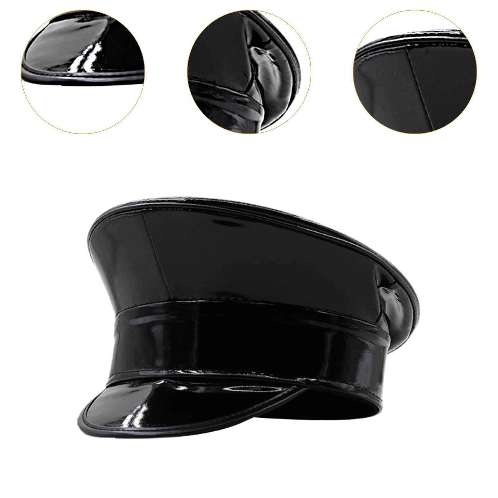 Sailor Hat for Women Men Deluxe Holographic Officer Hat Costume Accessories Black
