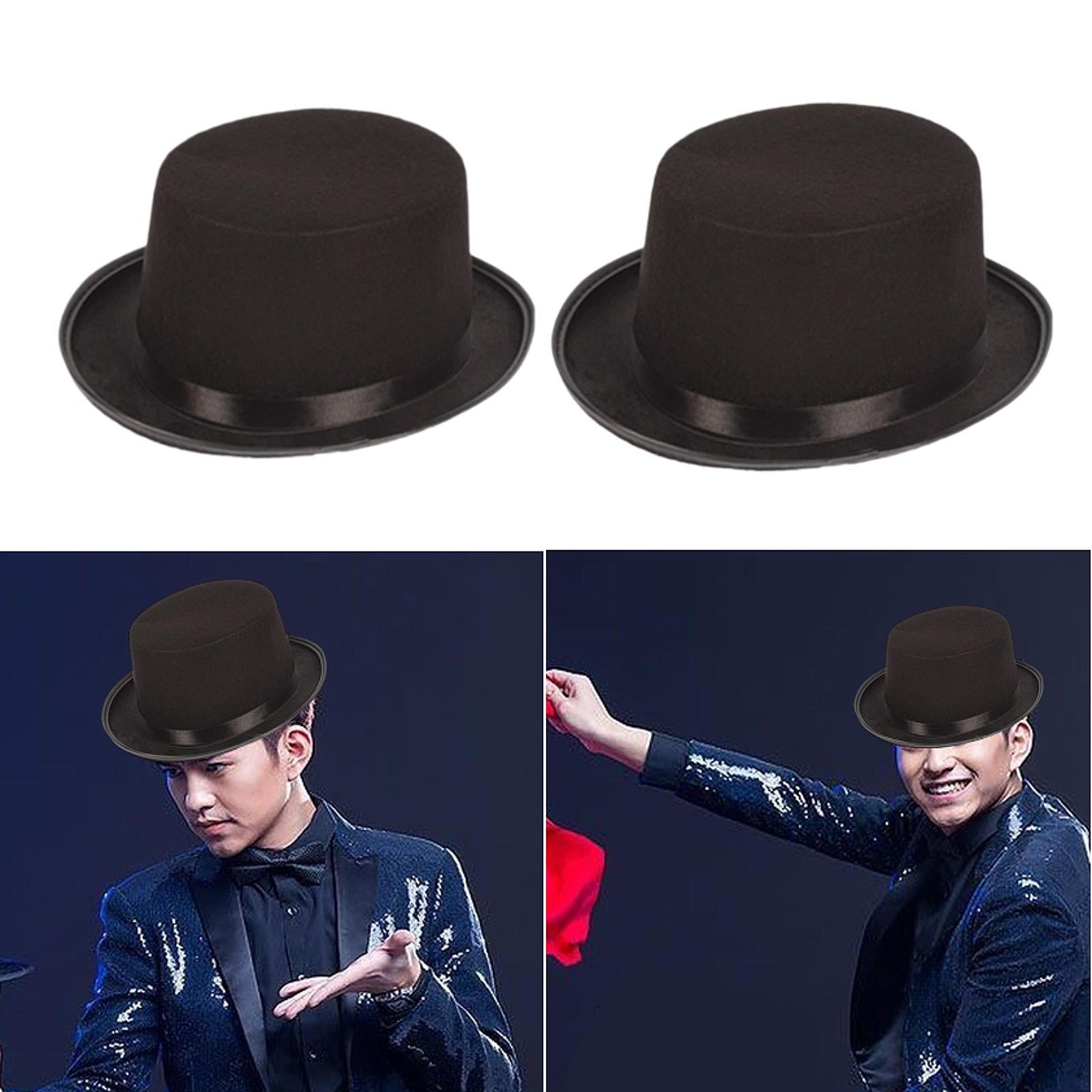 Black Top Hat Jazz Hat for Kids Adults Formal Costume Hat Flat Top Party Hat 54cmx10cm