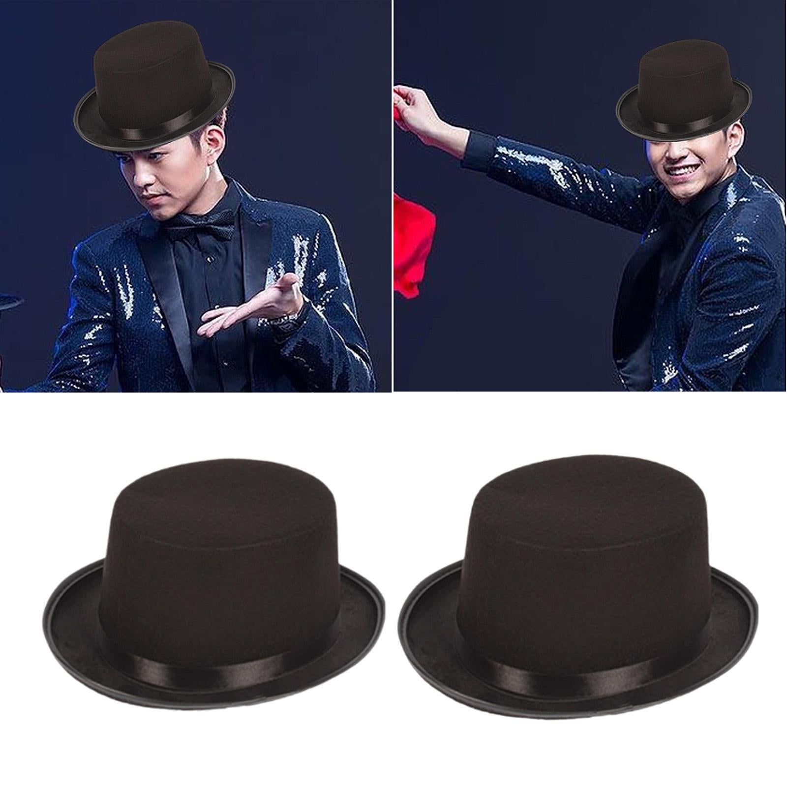 Black Top Hat Jazz Hat for Kids Adults Formal Costume Hat Flat Top Party Hat 54cmx10cm