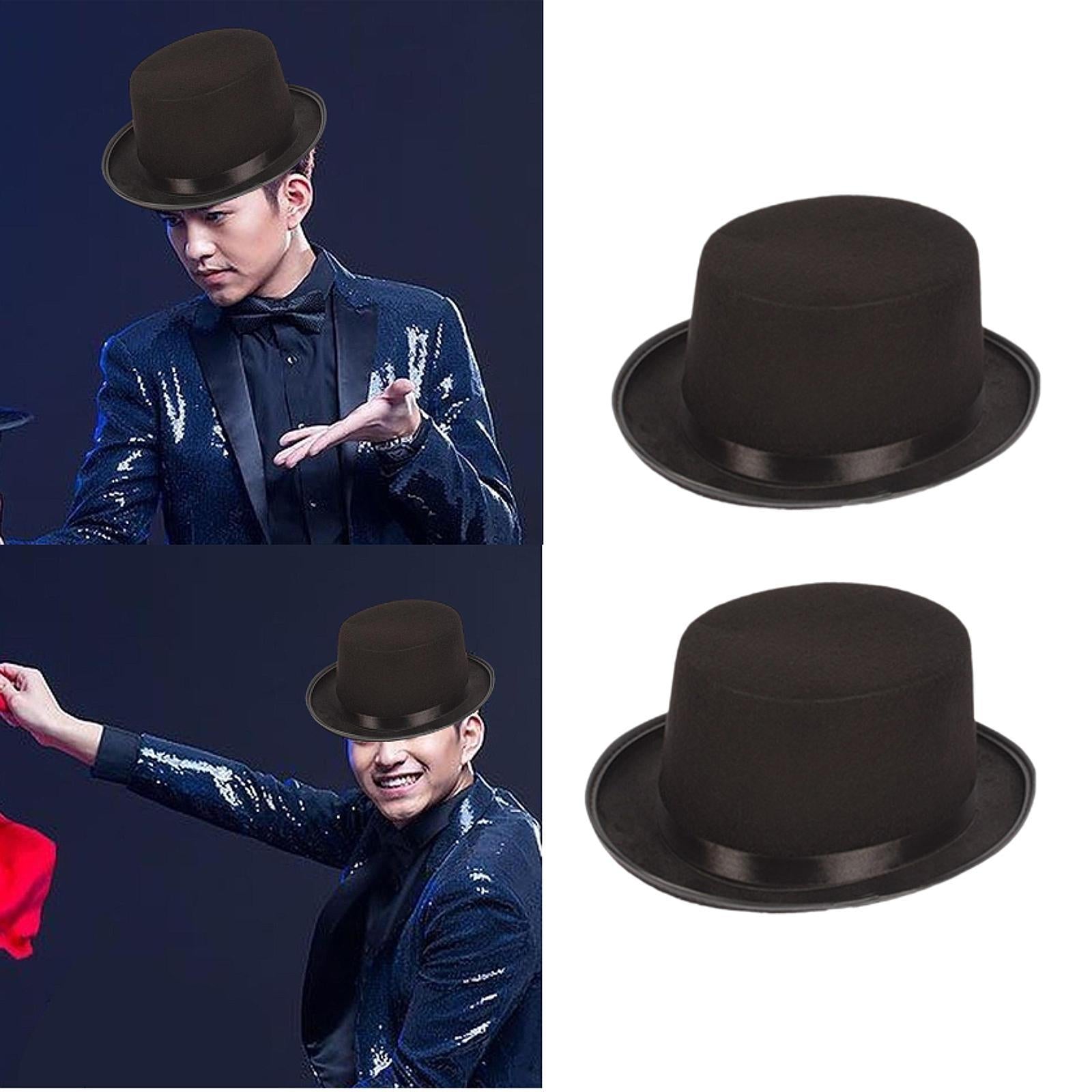 Black Top Hat Jazz Hat for Kids Adults Formal Costume Hat Flat Top Party Hat 54cmx10cm