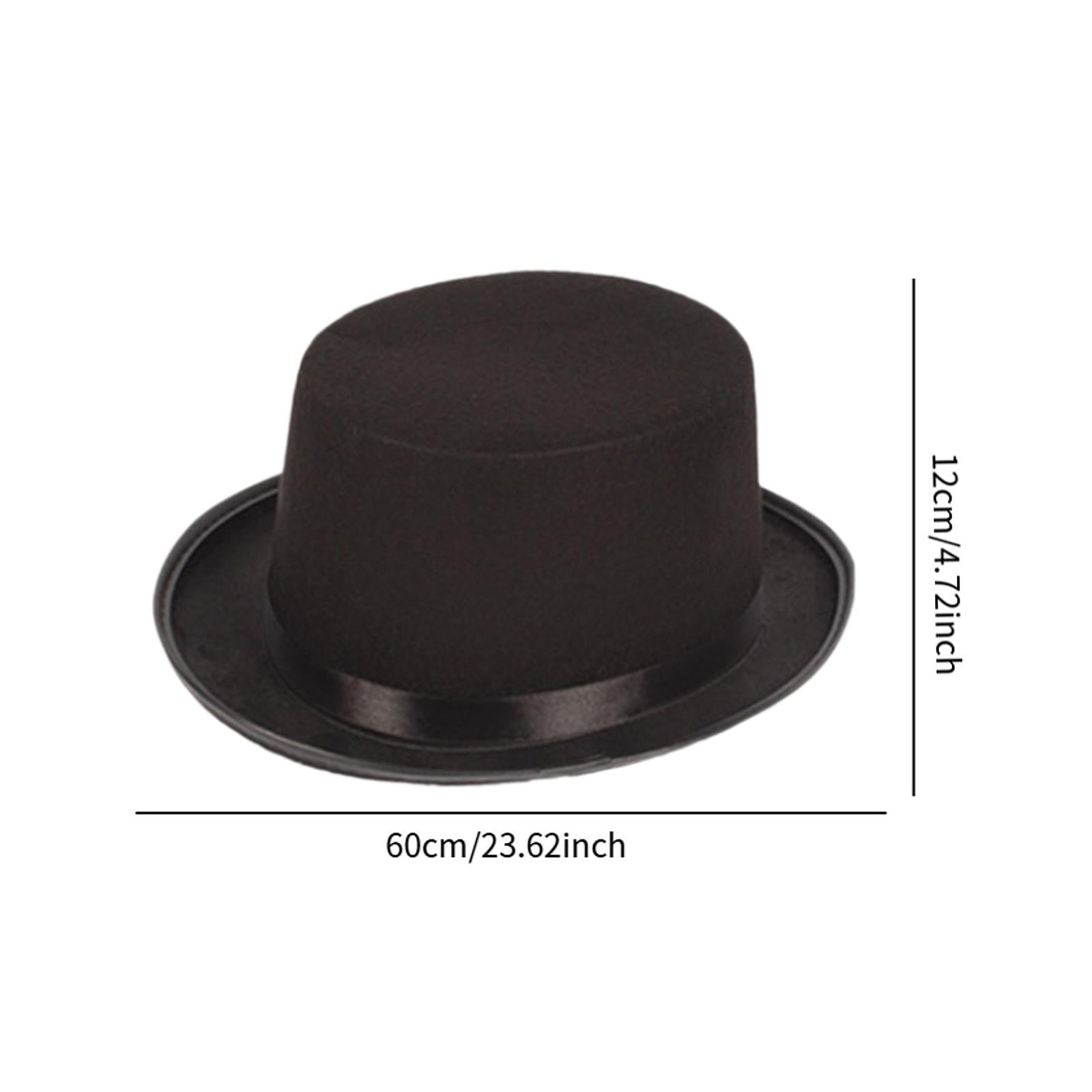 Black Top Hat Jazz Hat for Kids Adults Formal Costume Hat Flat Top Party Hat 60cmx12cm