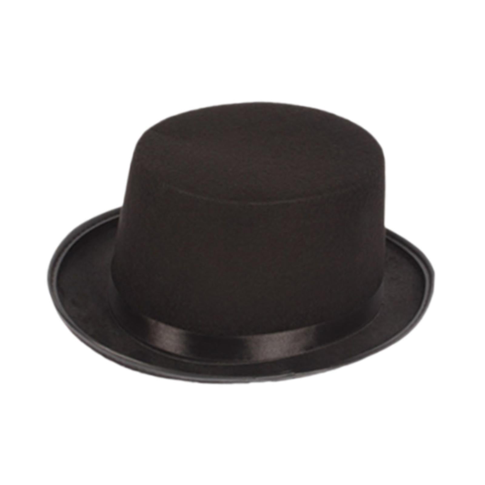Black Top Hat Jazz Hat for Kids Adults Formal Costume Hat Flat Top Party Hat 60cmx12cm