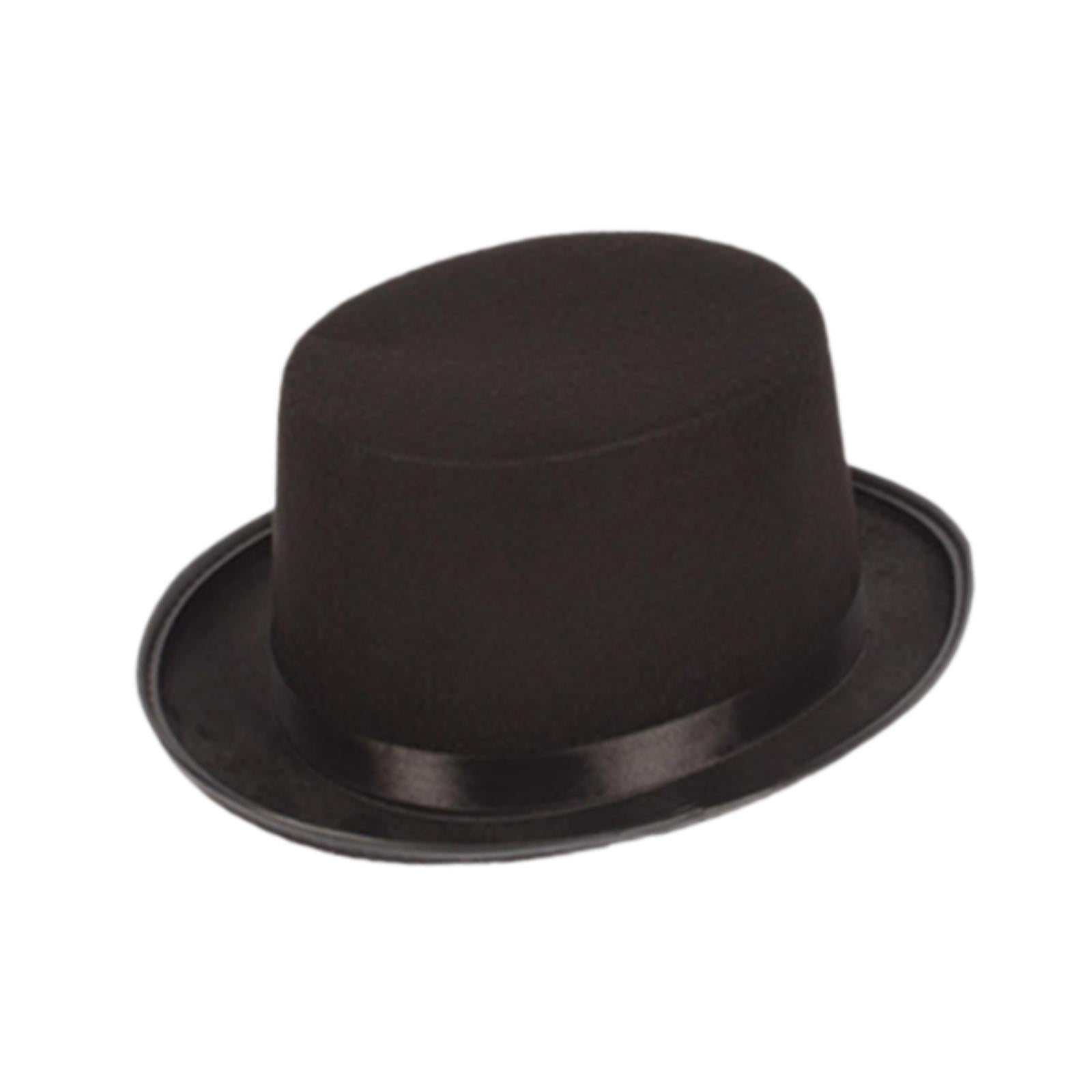 Black Top Hat Jazz Hat for Kids Adults Formal Costume Hat Flat Top Party Hat 60cmx12cm