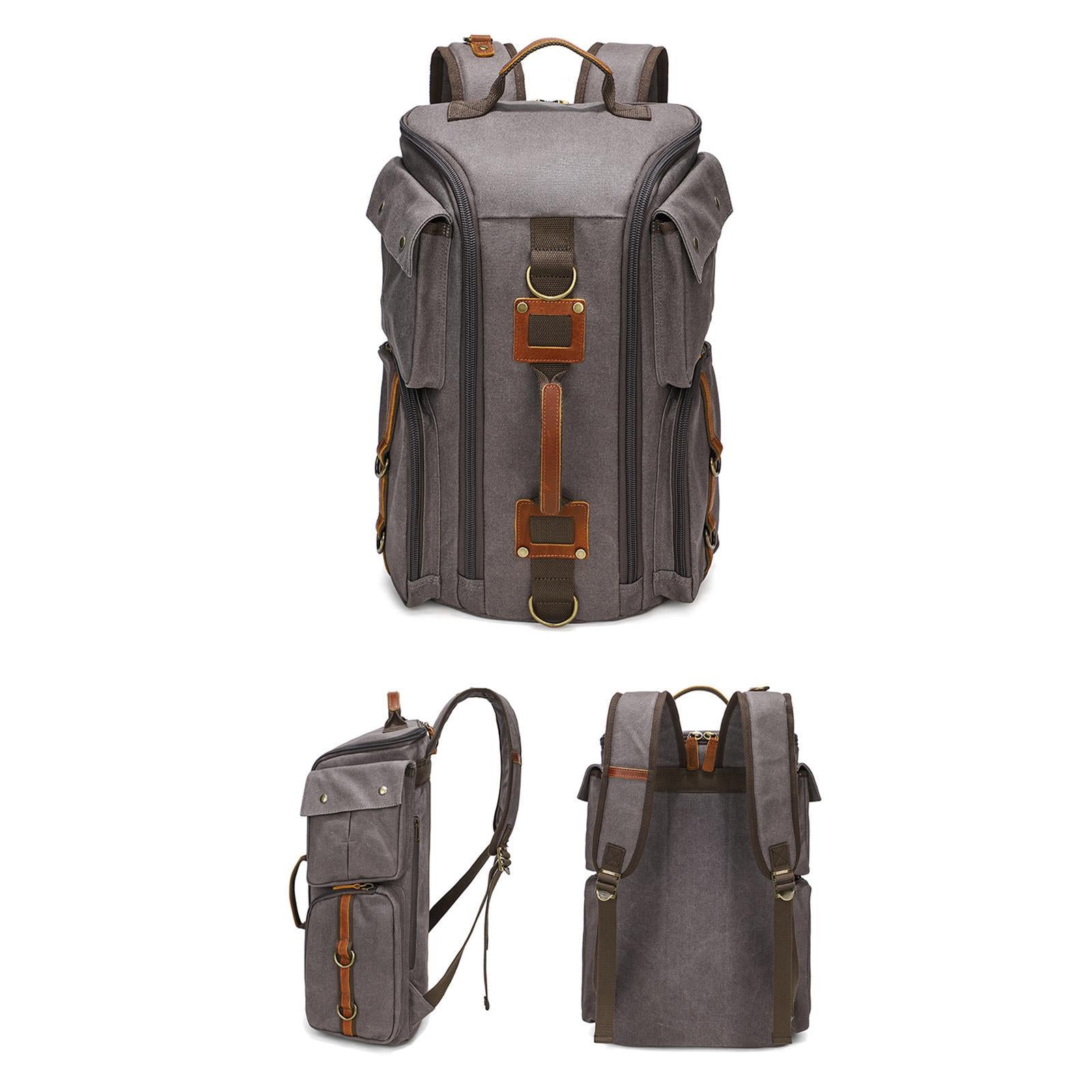 Canvas Backpack for Men 16 inch Laptop Backpack for Business Camping Outdoor Gray