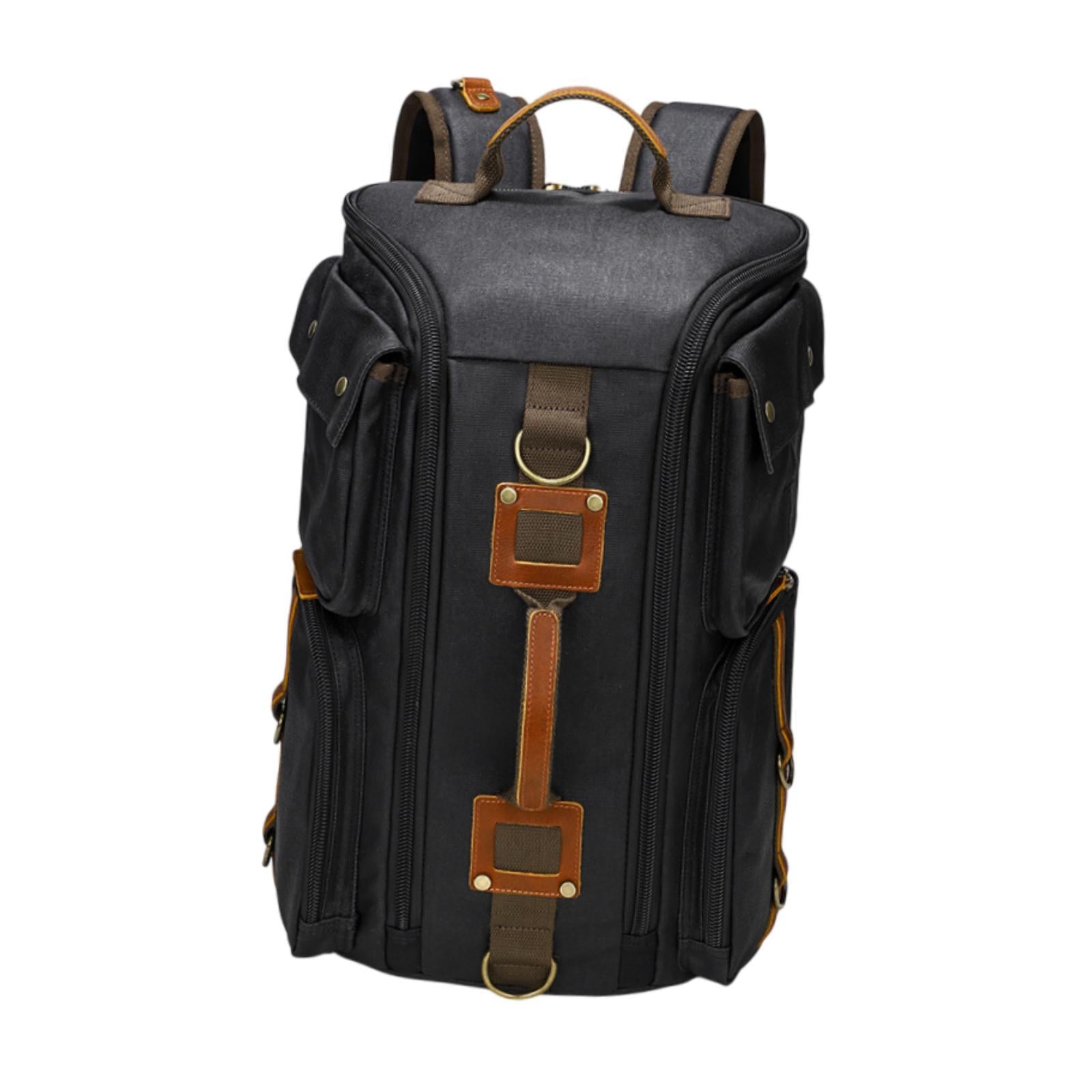 Canvas Backpack for Men 16 inch Laptop Backpack for Business Camping Outdoor Black