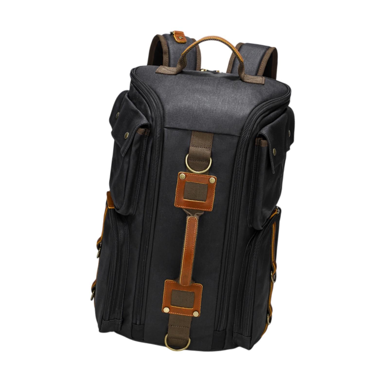 Canvas Backpack for Men 16 inch Laptop Backpack for Business Camping Outdoor Black