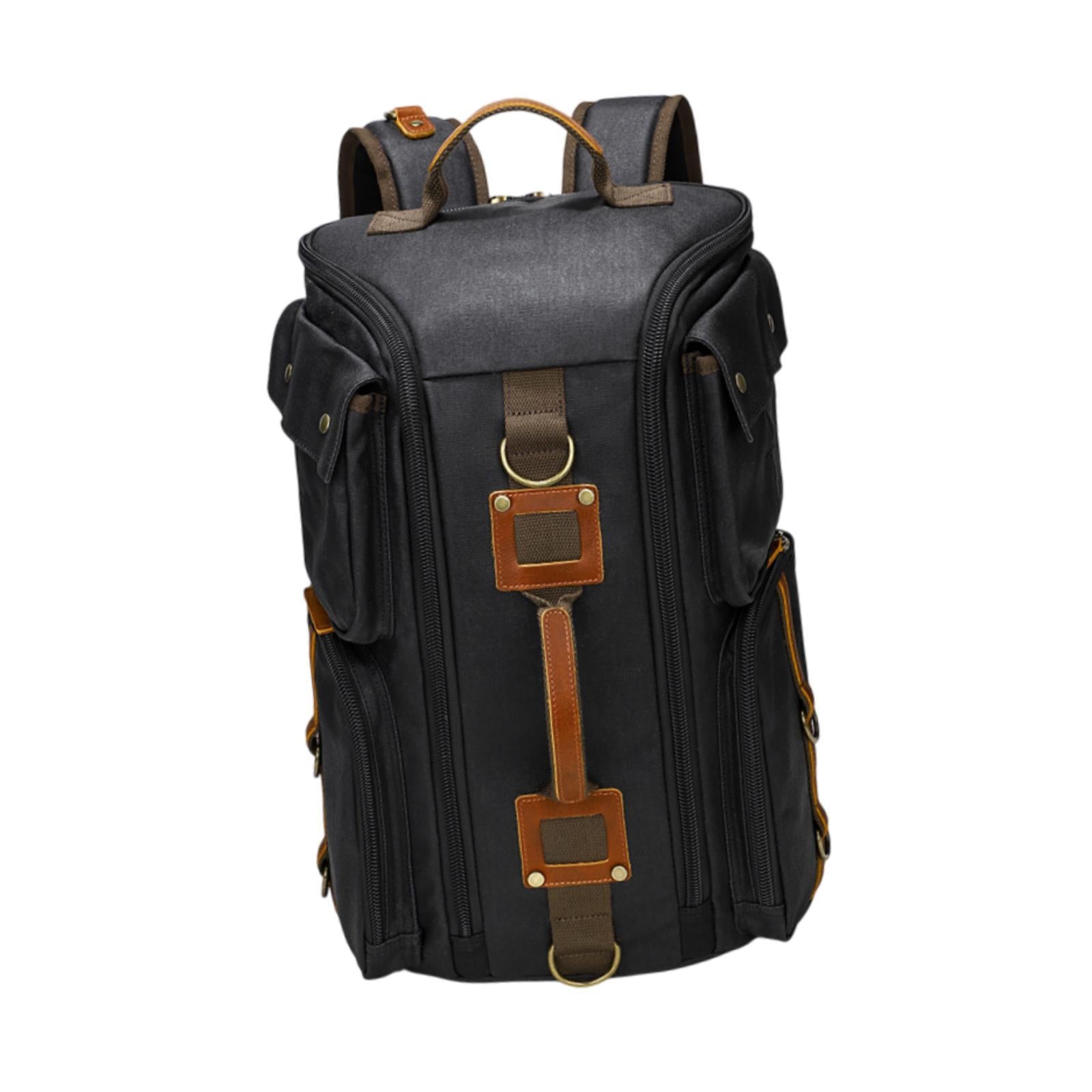 Canvas Backpack for Men 16 inch Laptop Backpack for Business Camping Outdoor Black