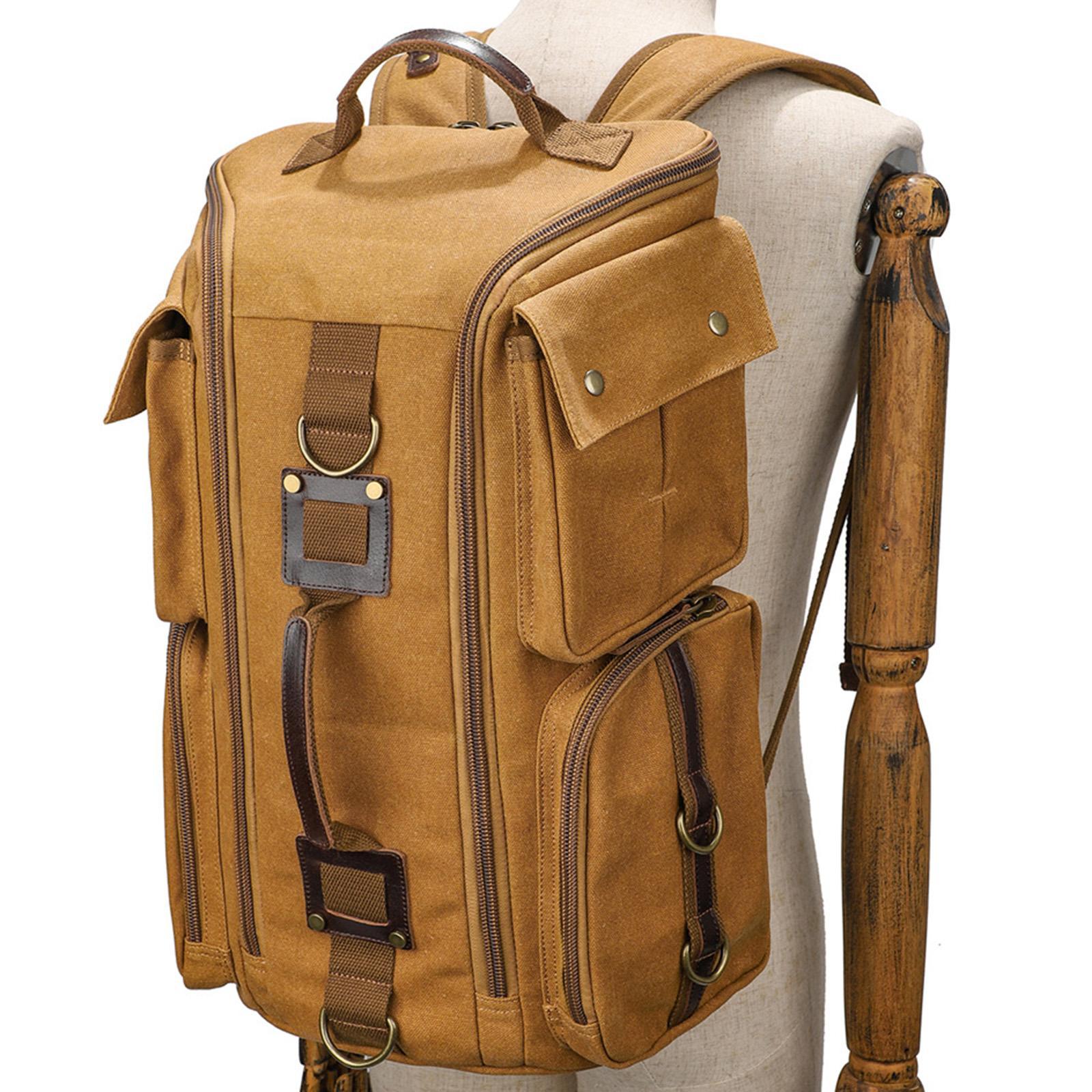 Canvas Backpack for Men 16 inch Laptop Backpack for Business Camping Outdoor Yellow