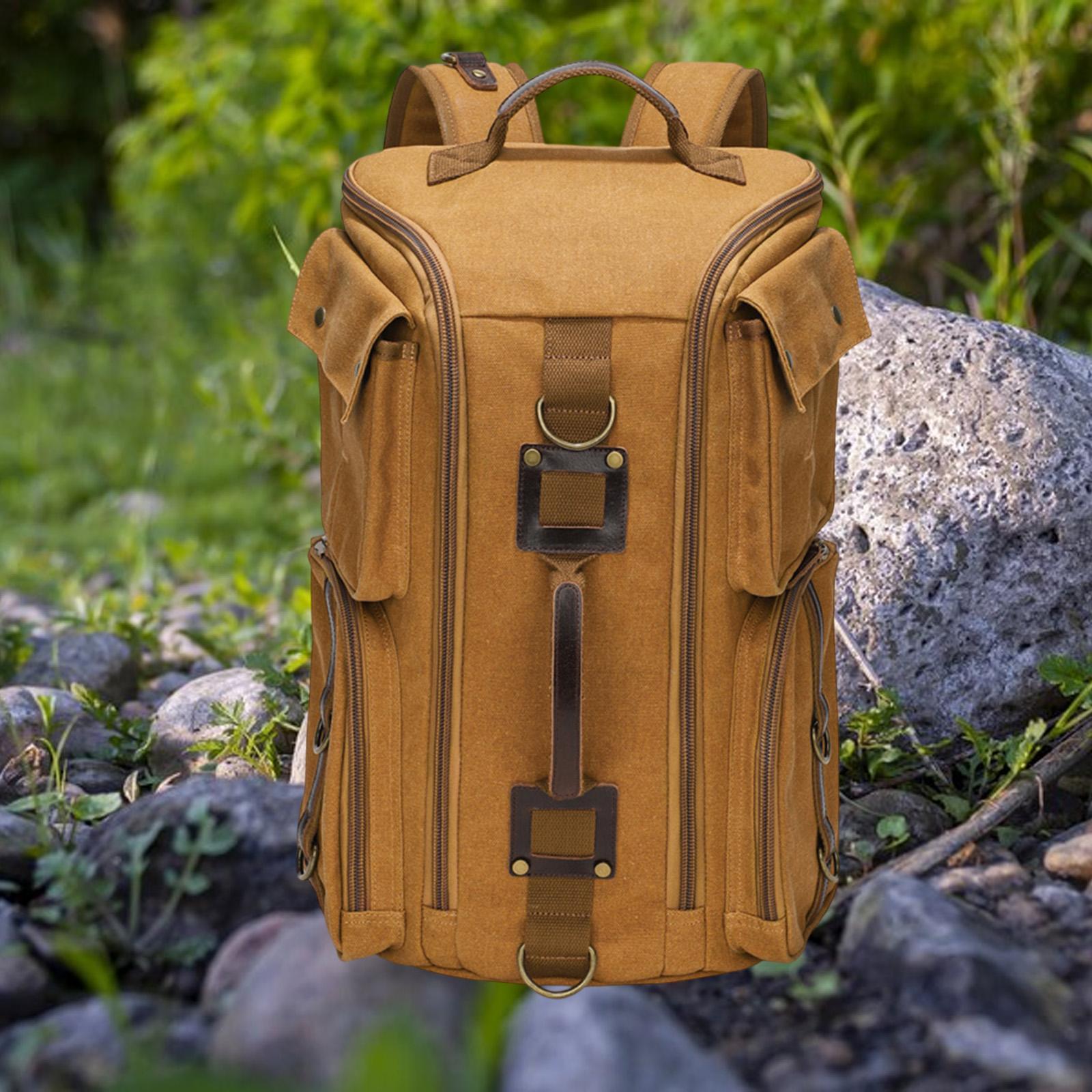 Canvas Backpack for Men 16 inch Laptop Backpack for Business Camping Outdoor Yellow