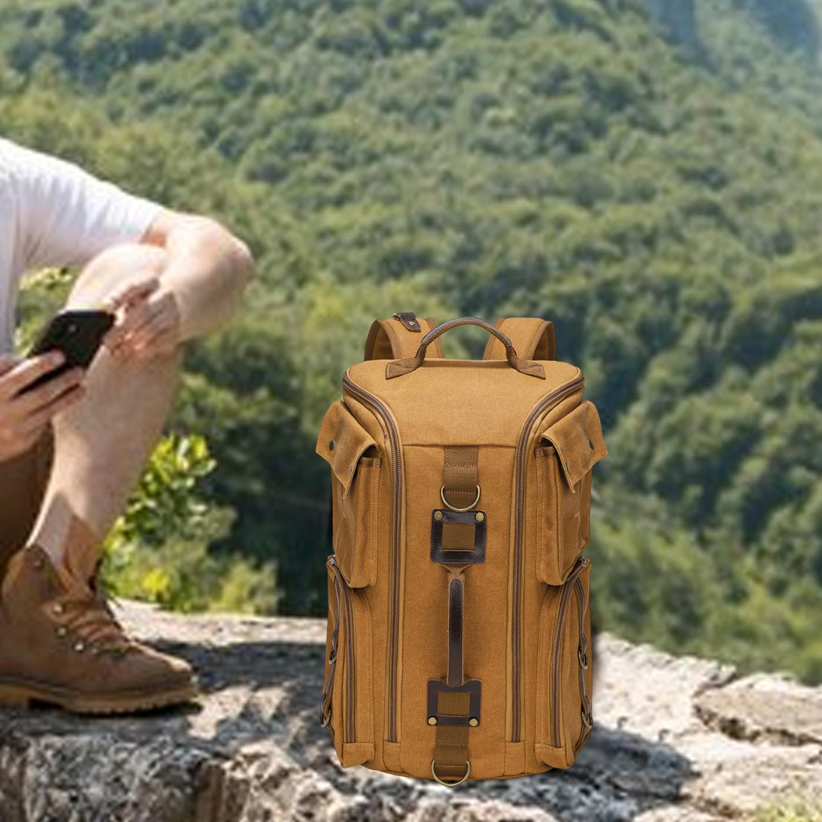 Canvas Backpack for Men 16 inch Laptop Backpack for Business Camping Outdoor Yellow