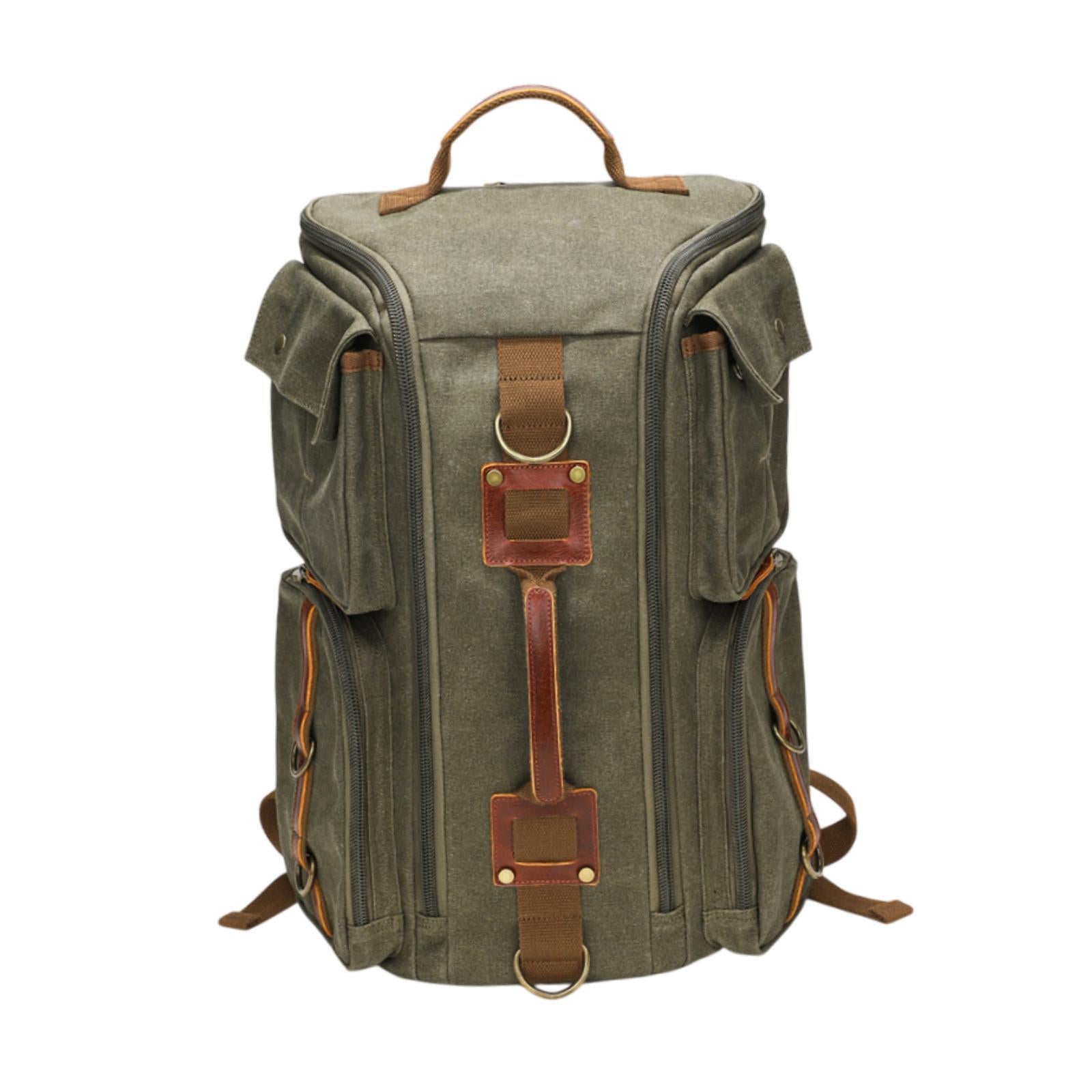 Canvas Backpack for Men 16 inch Laptop Backpack for Business Camping Outdoor Green