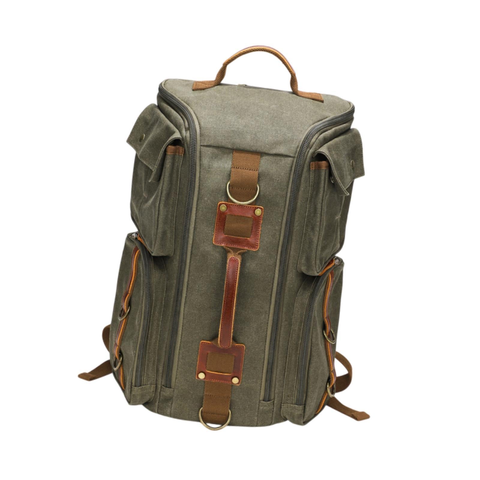 Canvas Backpack for Men 16 inch Laptop Backpack for Business Camping Outdoor Green