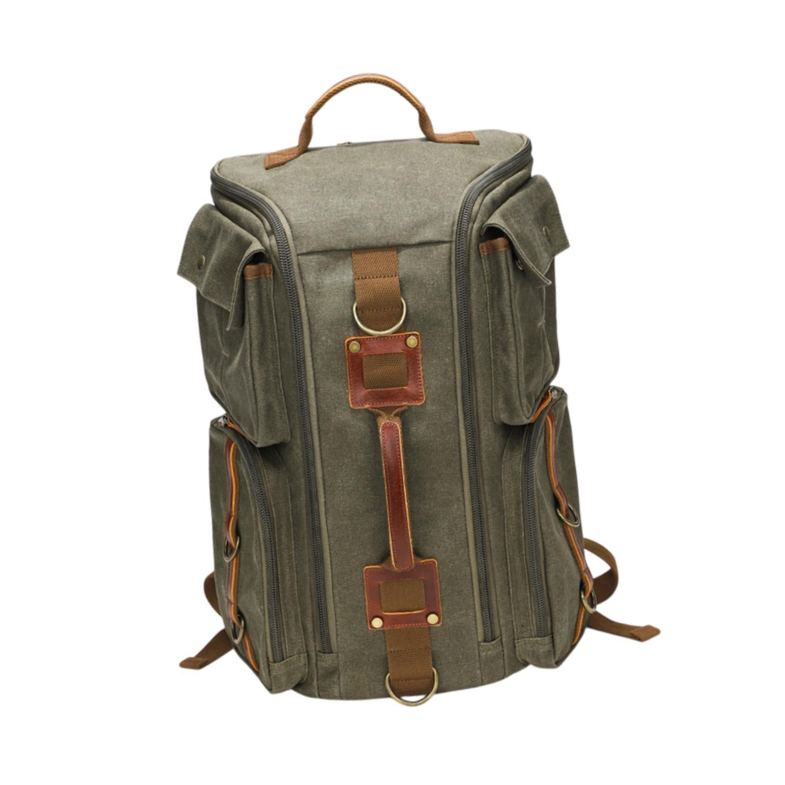 Canvas Backpack for Men 16 inch Laptop Backpack for Business Camping Outdoor Green