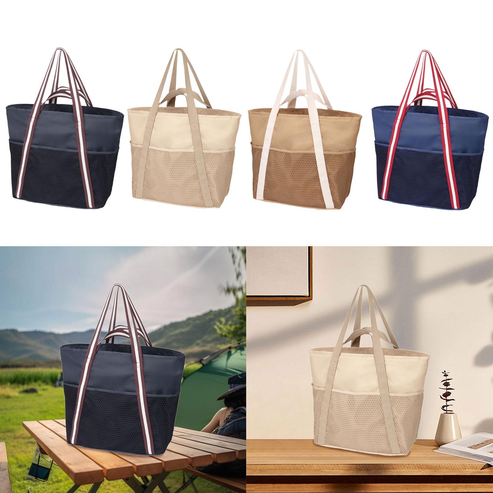 Beach Tote Bag Large Lightweight Shoulder Bag for Sport Event Stadium Street Black