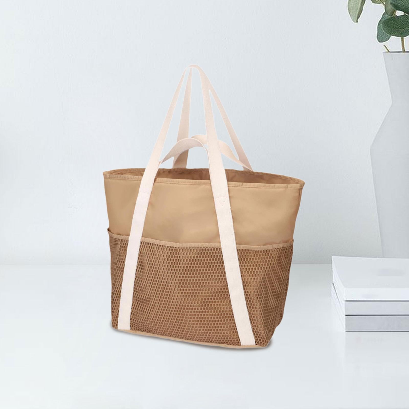 Beach Tote Bag Large Lightweight Shoulder Bag for Sport Event Stadium Street Brown