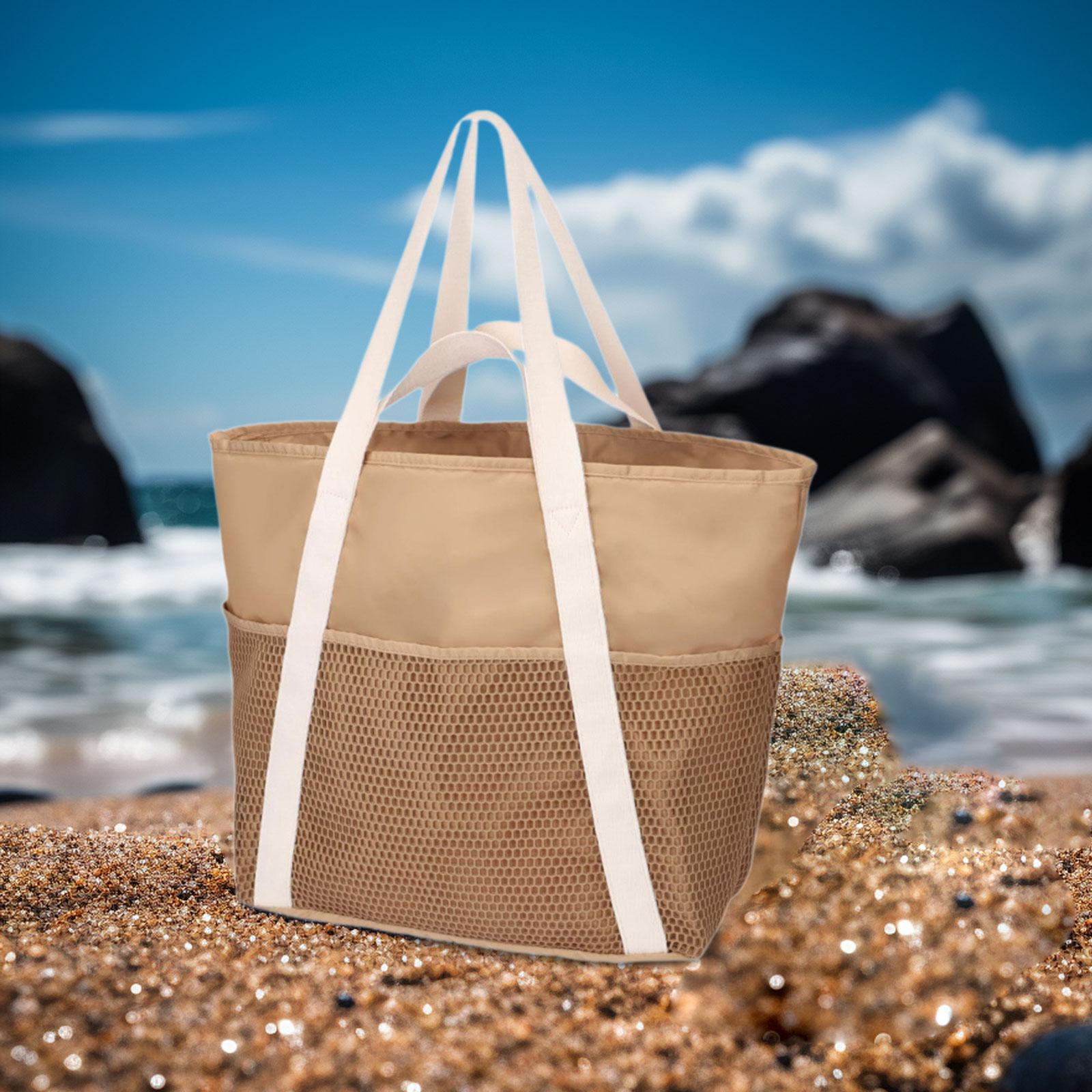Beach Tote Bag Large Lightweight Shoulder Bag for Sport Event Stadium Street Brown