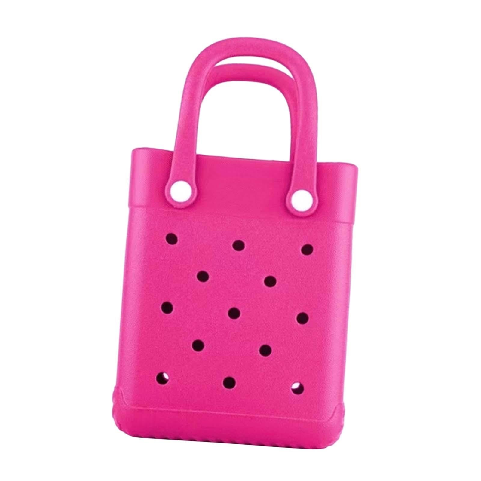 Beach Tote Bag Multi Purpose Beach Storage Basket for Outdoor Travel Holiday Rose Red