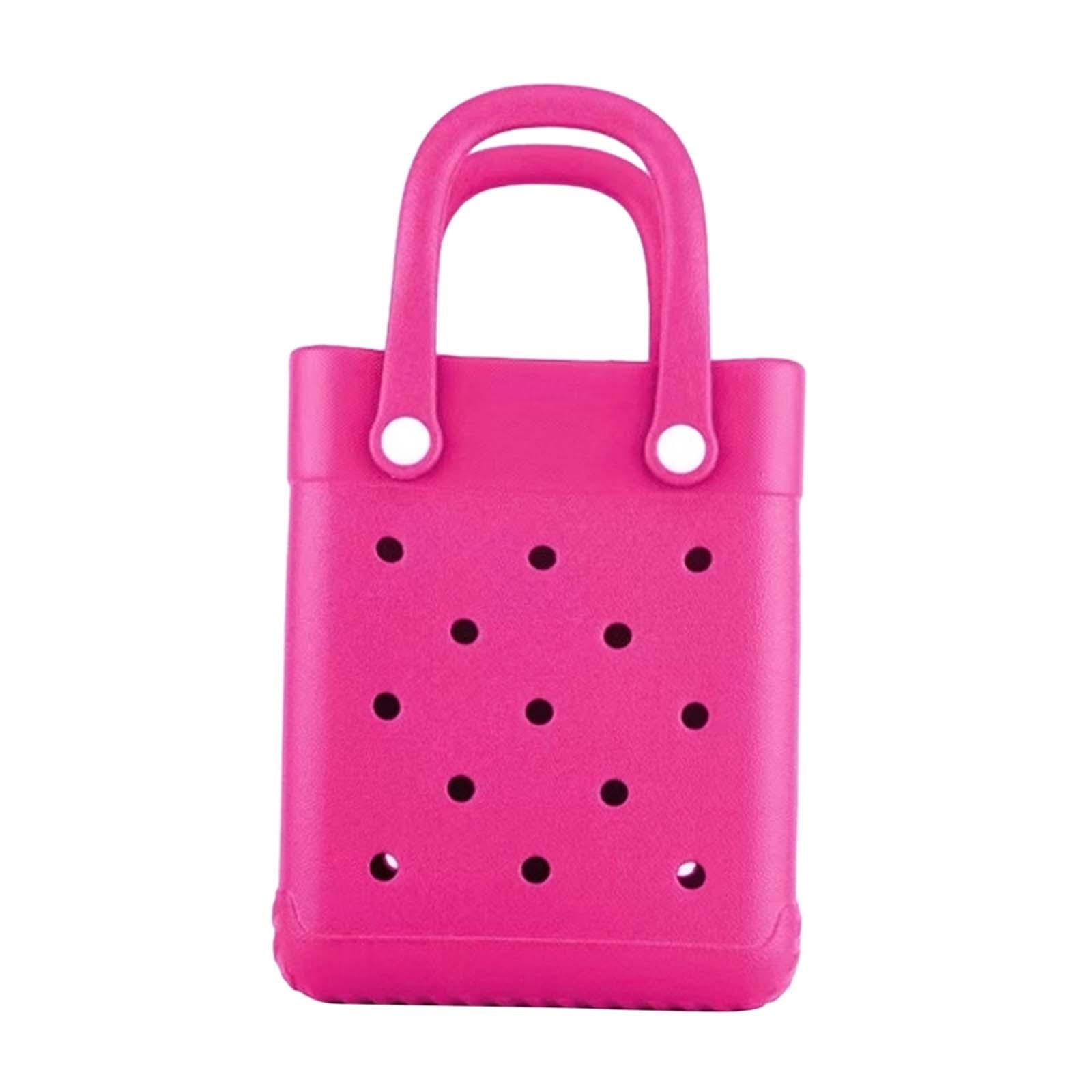 Beach Tote Bag Multi Purpose Beach Storage Basket for Outdoor Travel Holiday Rose Red