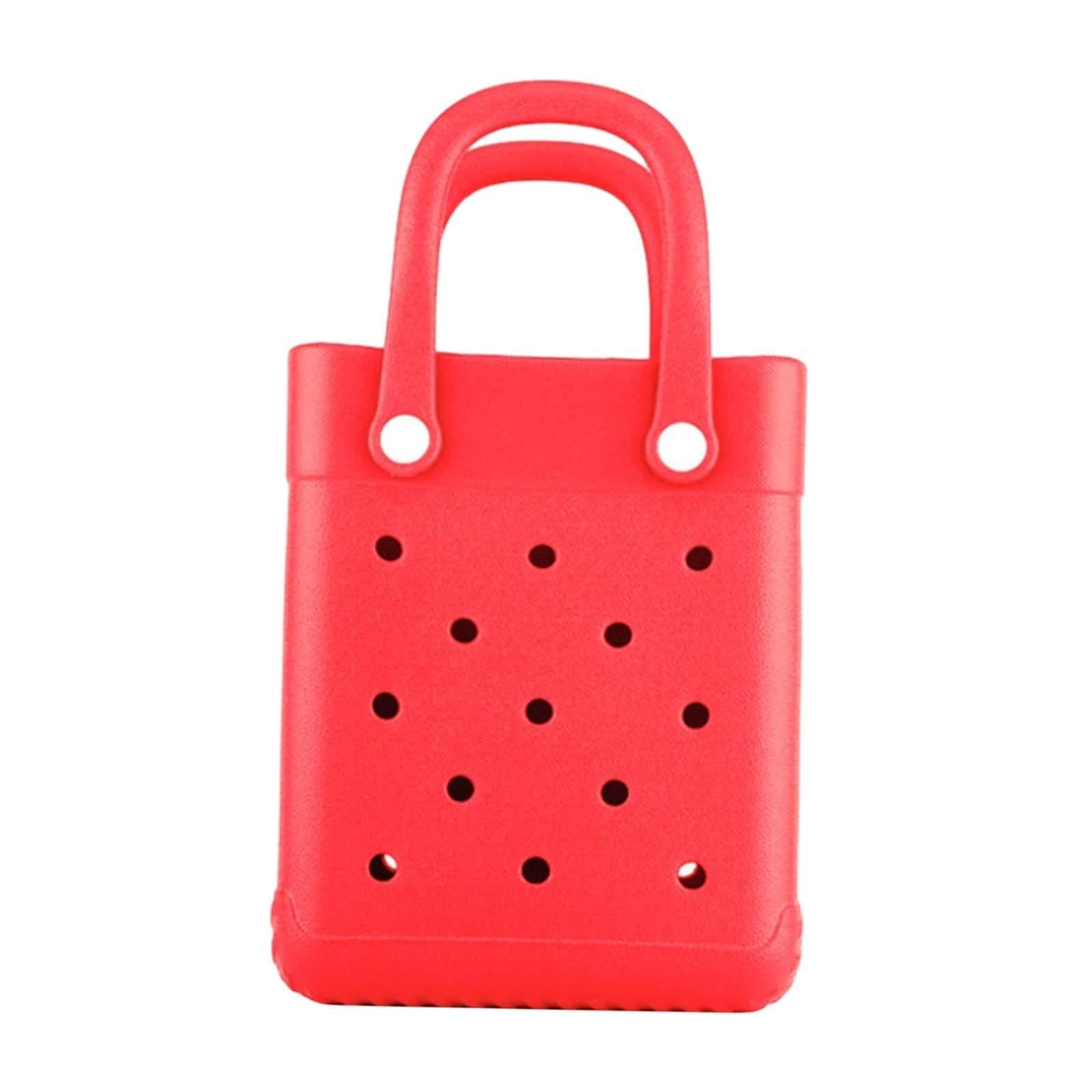 Beach Tote Bag Multi Purpose Beach Storage Basket for Outdoor Travel Holiday red
