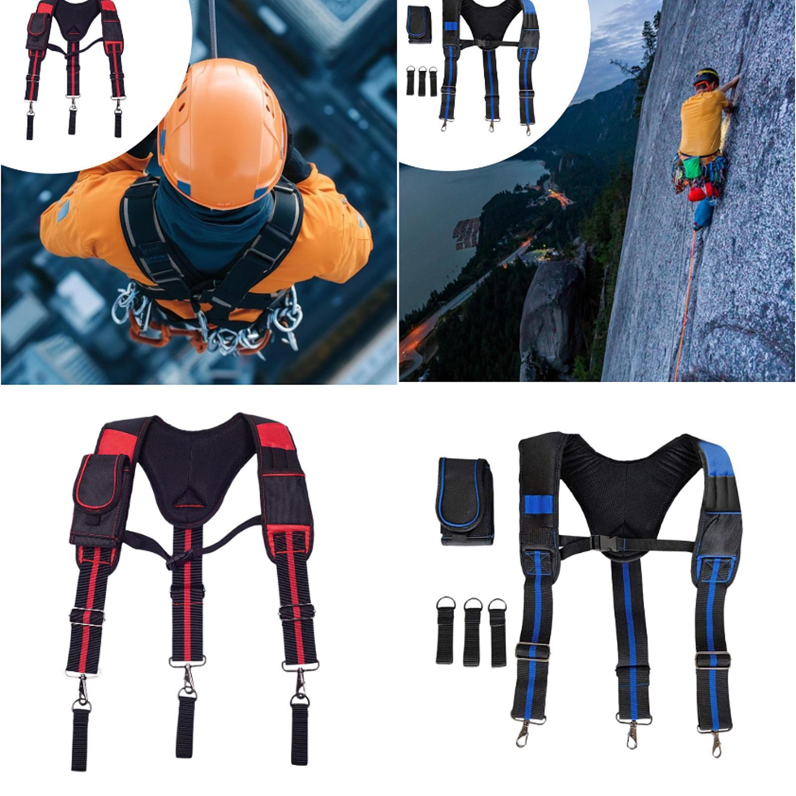 Tool Belt Suspender Tool Hanging Work Belt Brace for Plumber Farmer Handymen Red
