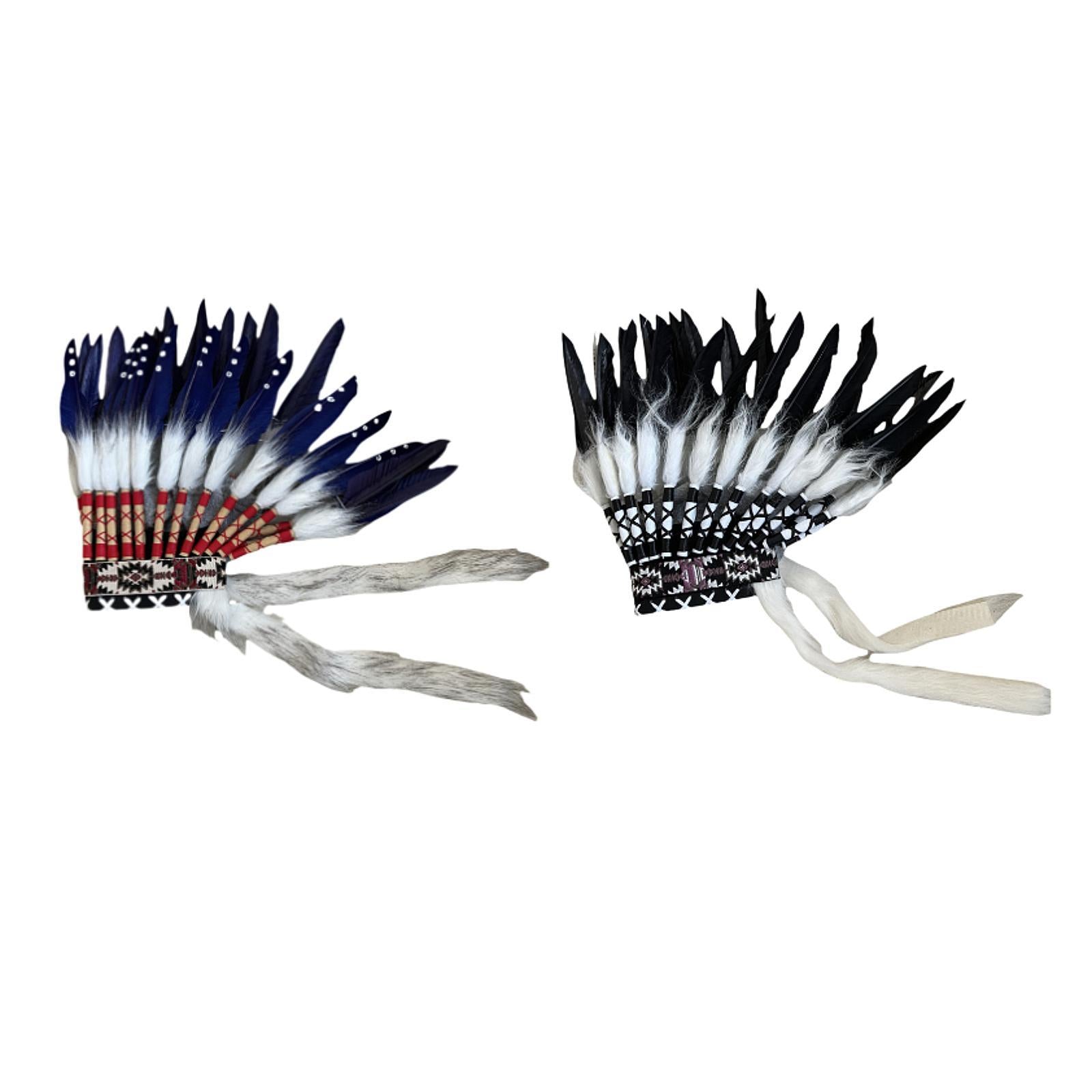 Indian Feather Headdress Fashion for Dance Thanksgiving Day Cosplay White Dark Blue